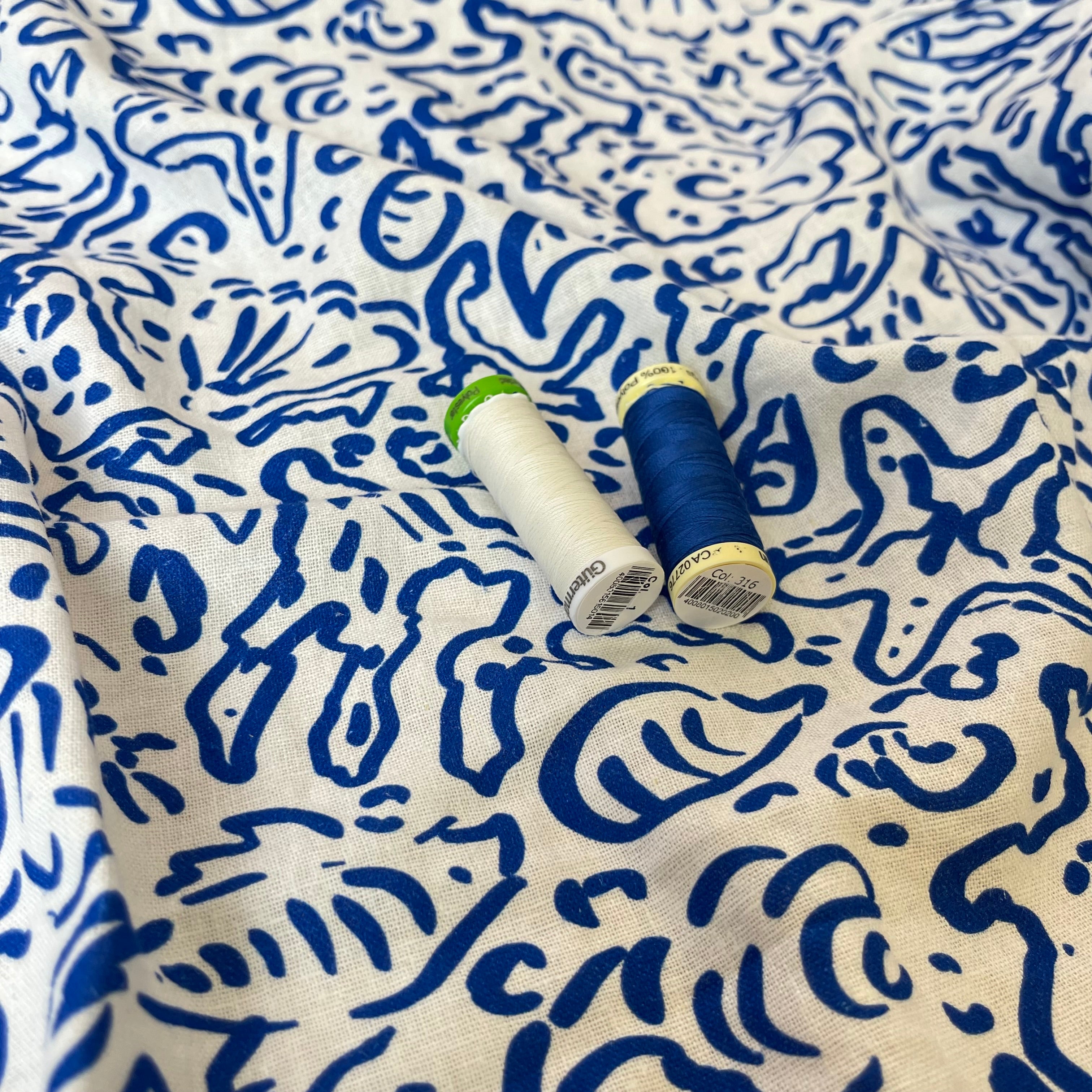 Adventure - Sealife Off-White Linen Viscose Blend Fabric