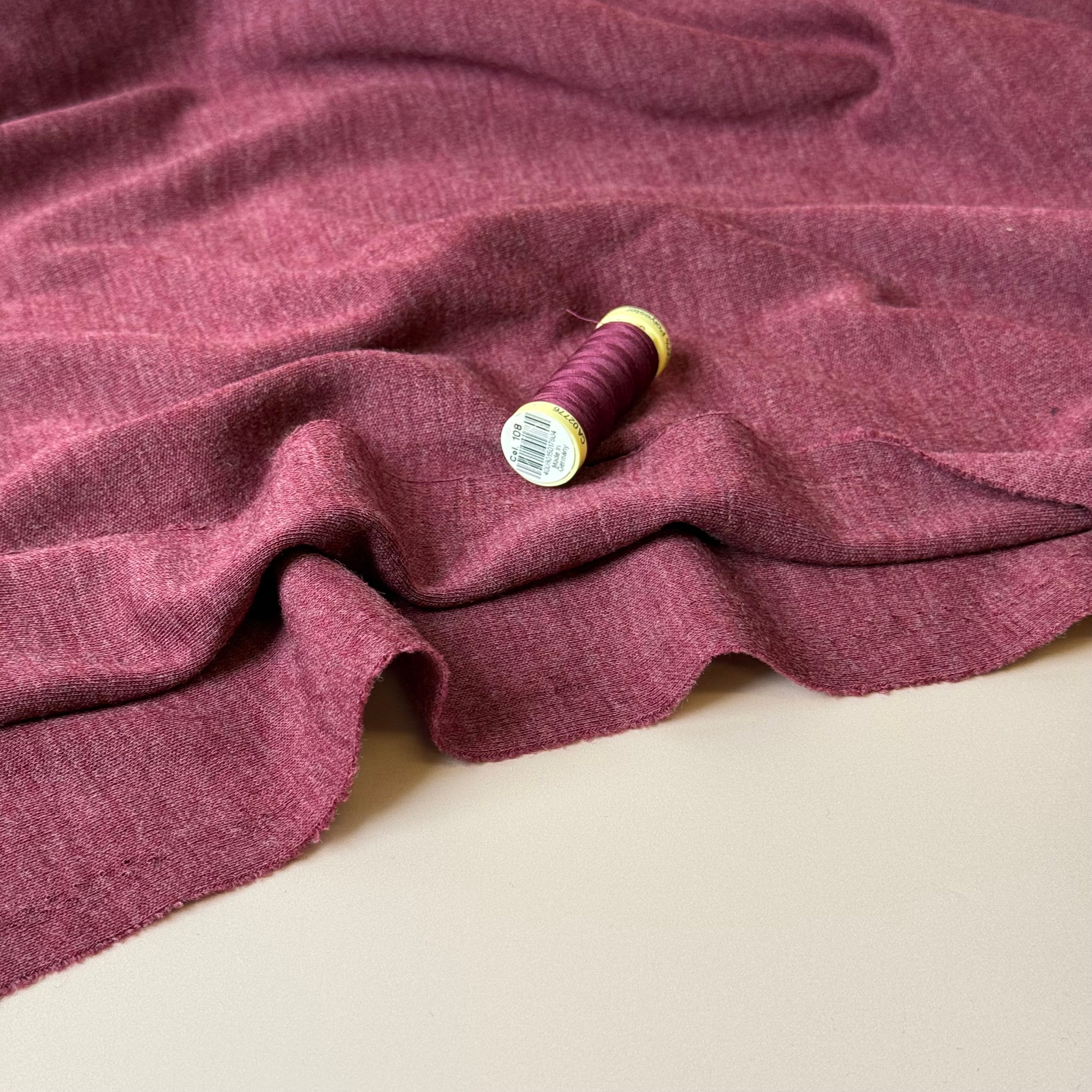 Pure Merino Wool Sweater Knit in Burdeaux Melange