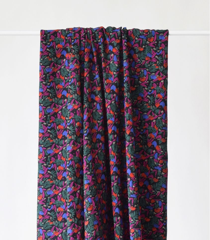Cousette - Jungle with Dark Flowers Viscose Fabric