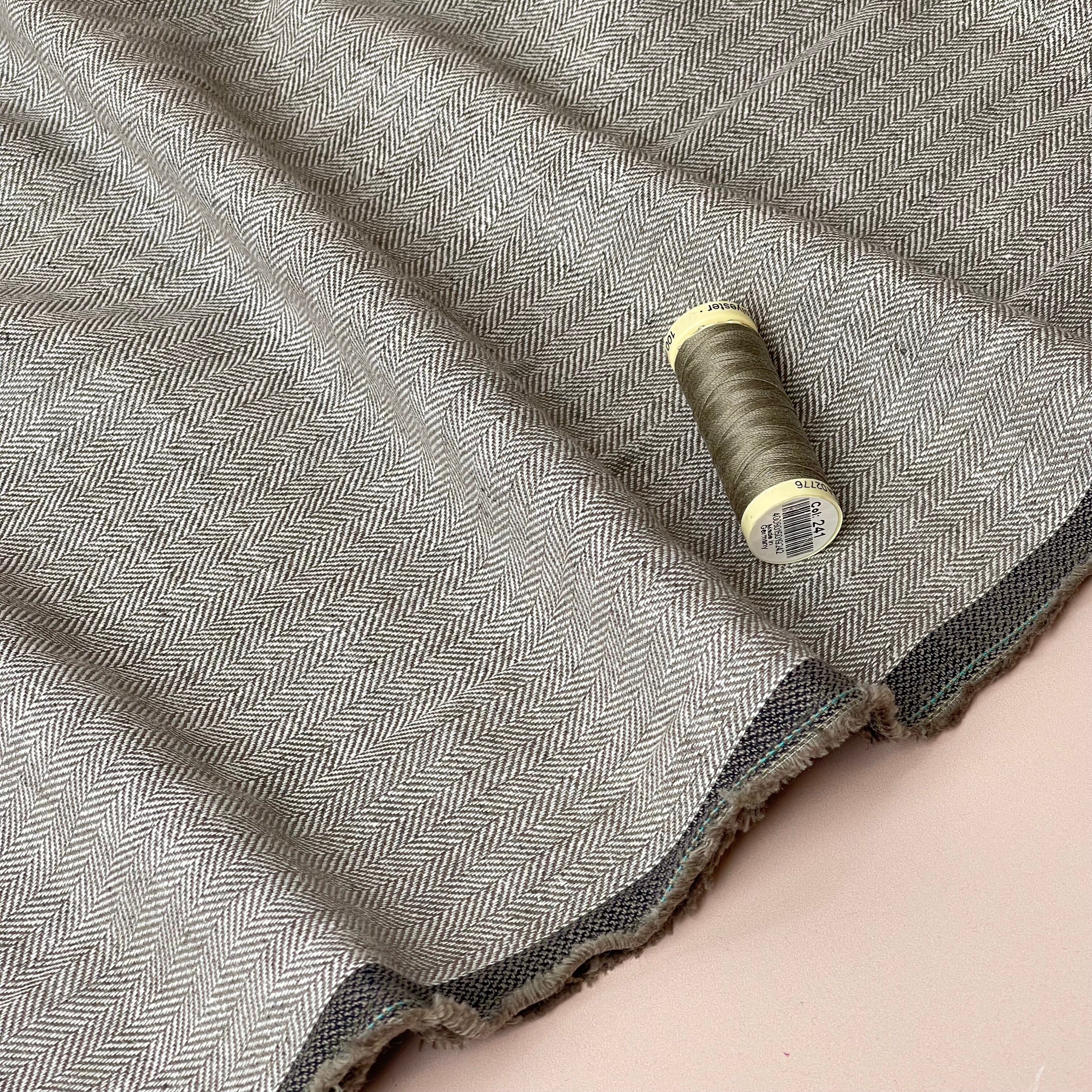 Chevron in Desert Taupe Linen Cotton Twill