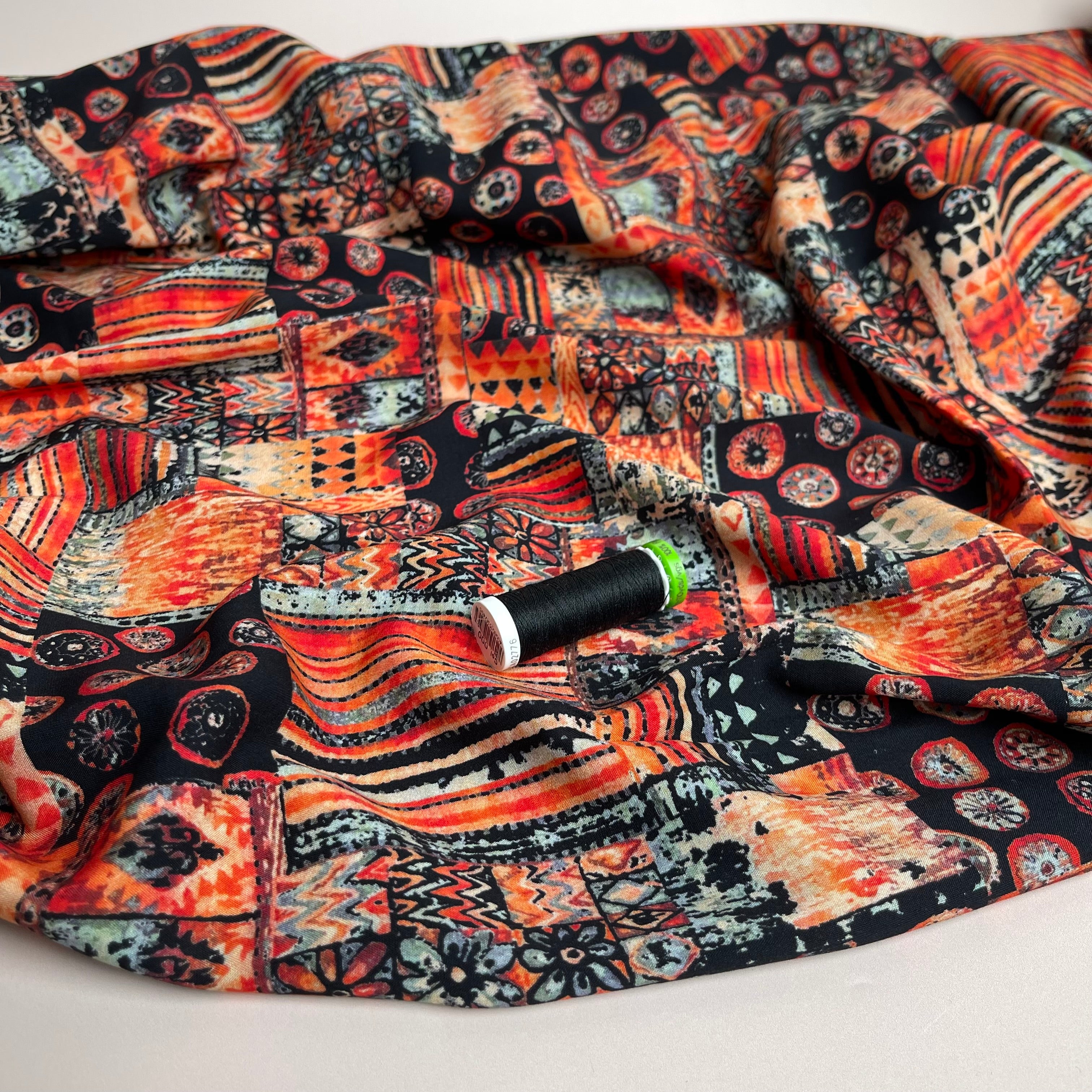 Tapestry Burnt Orange Viscose Fabric