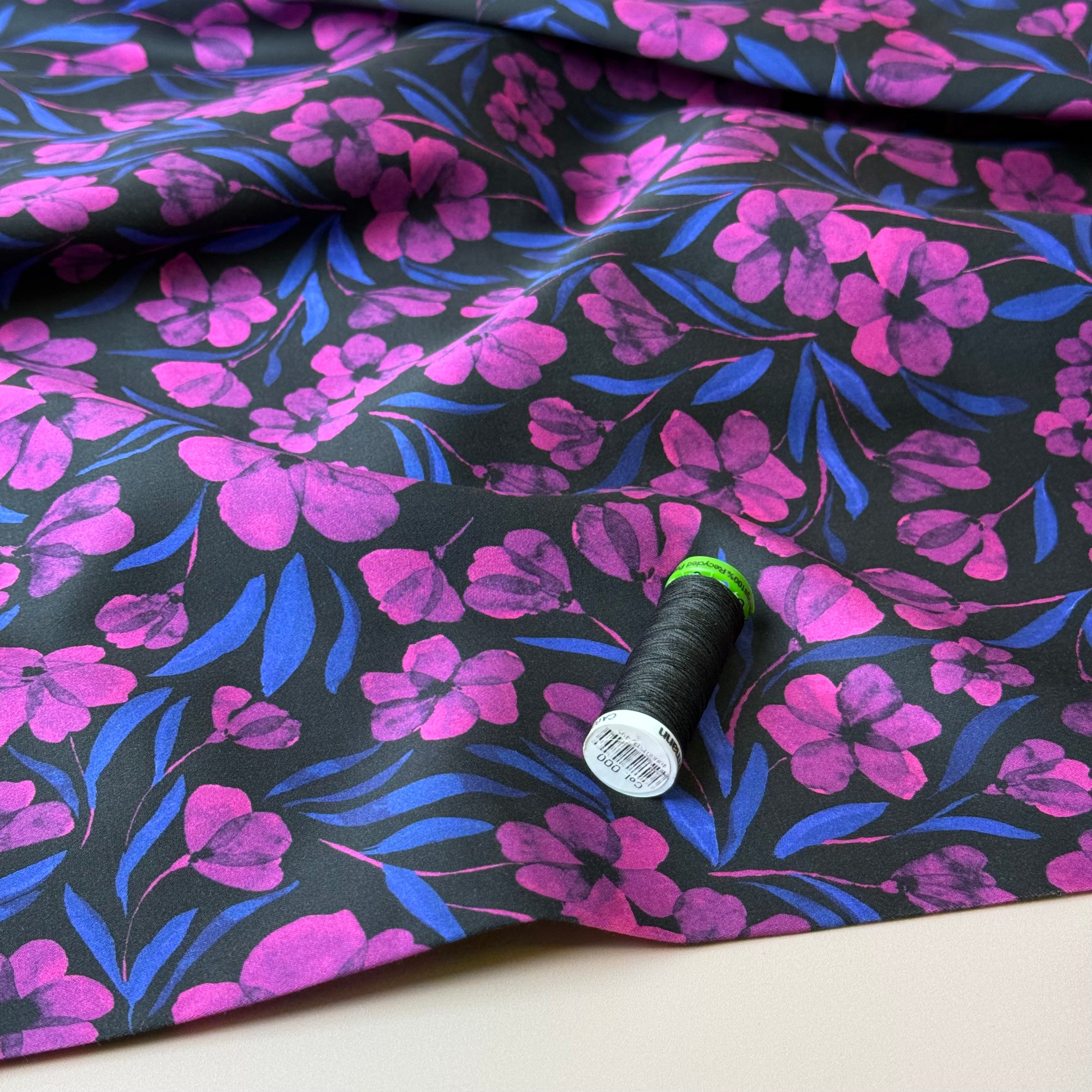 Autumn Flowers in Jewel Cotton Sateen Fabric