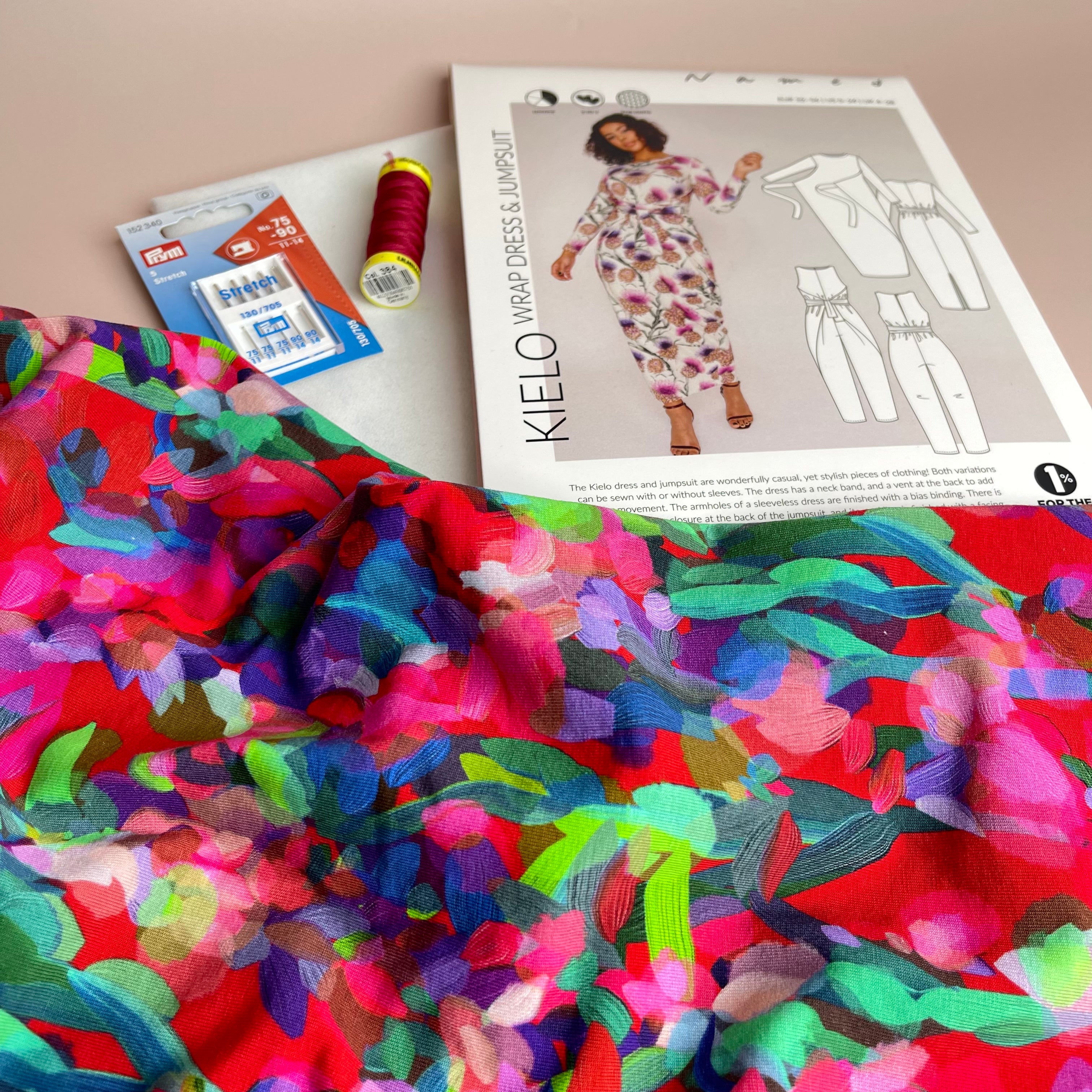 Sewing Kit - Kielo Wrap Dress in Lupine Petals Cotton Jersey