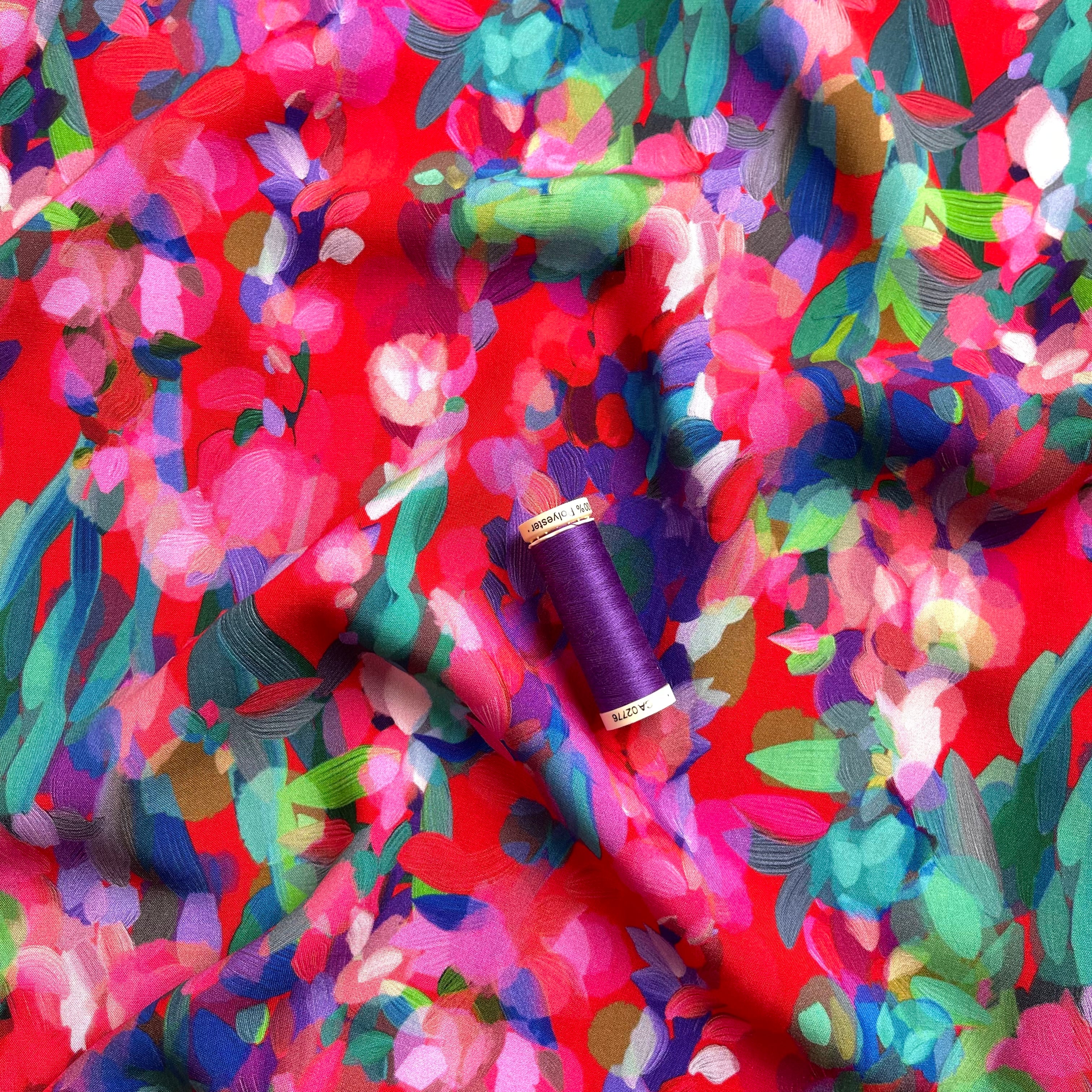 Summer Party - Lupine Petals Red ECOVERO™ Viscose