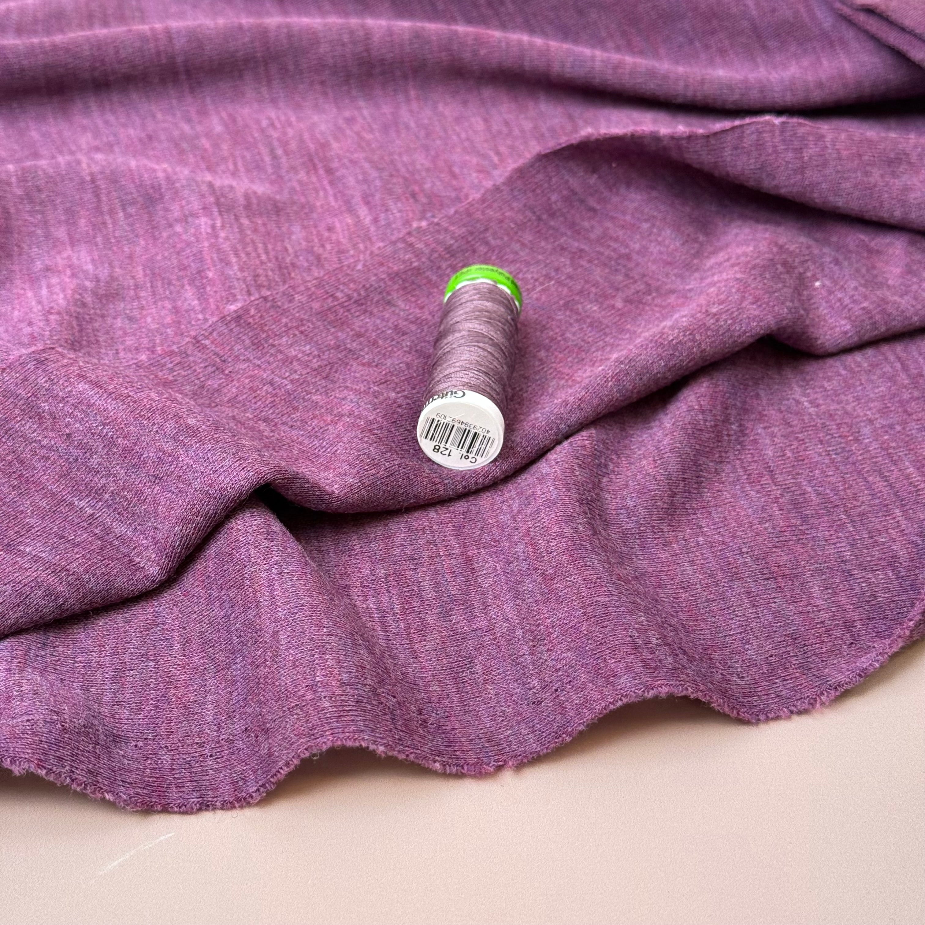 Pure Merino Wool Sweater Knit in Plum Melange