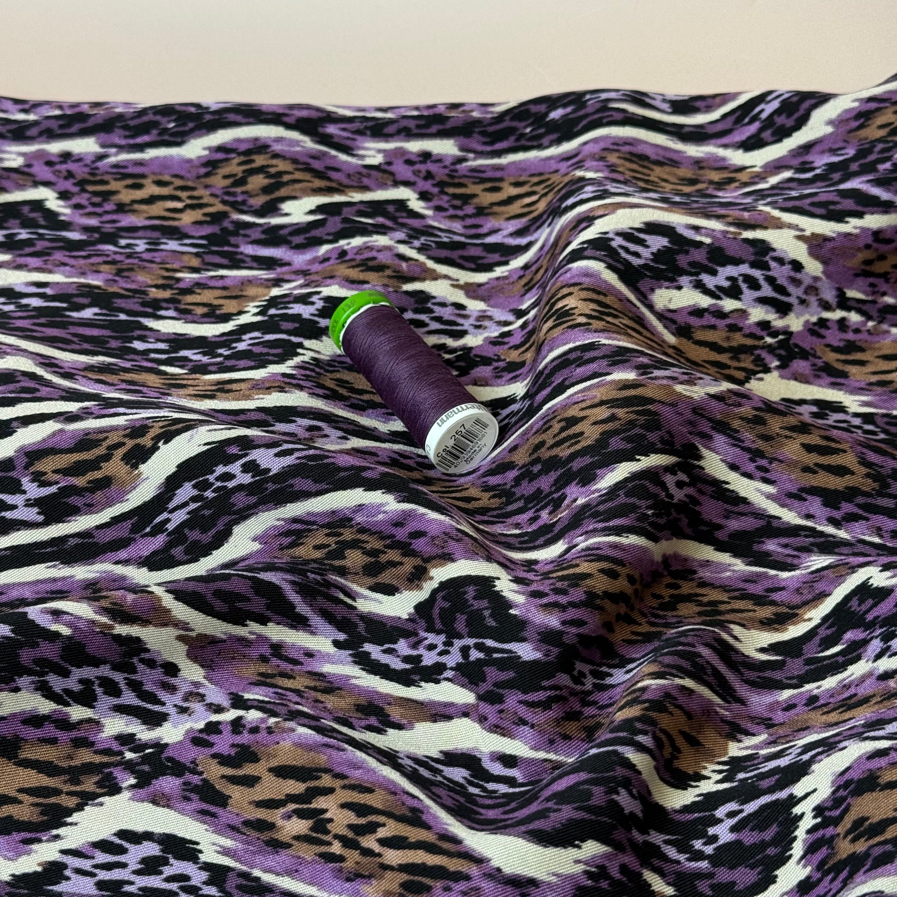 Purple Jungle Viscose Twill