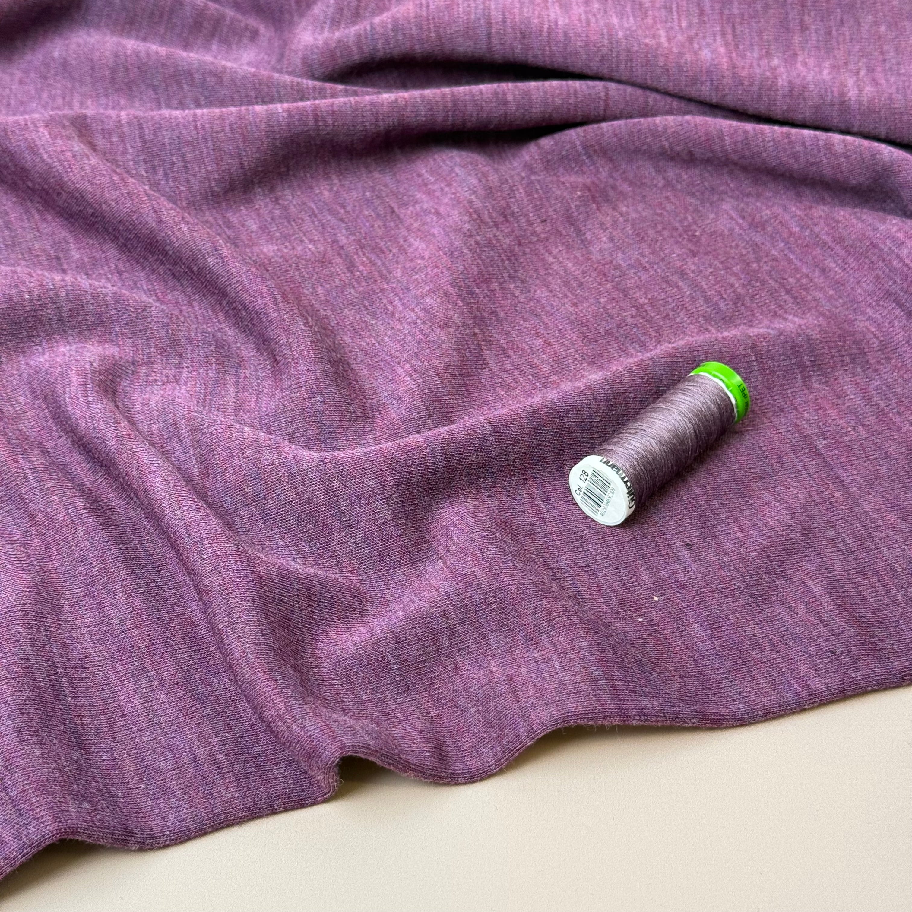 Pure Merino Wool Sweater Knit in Plum Melange