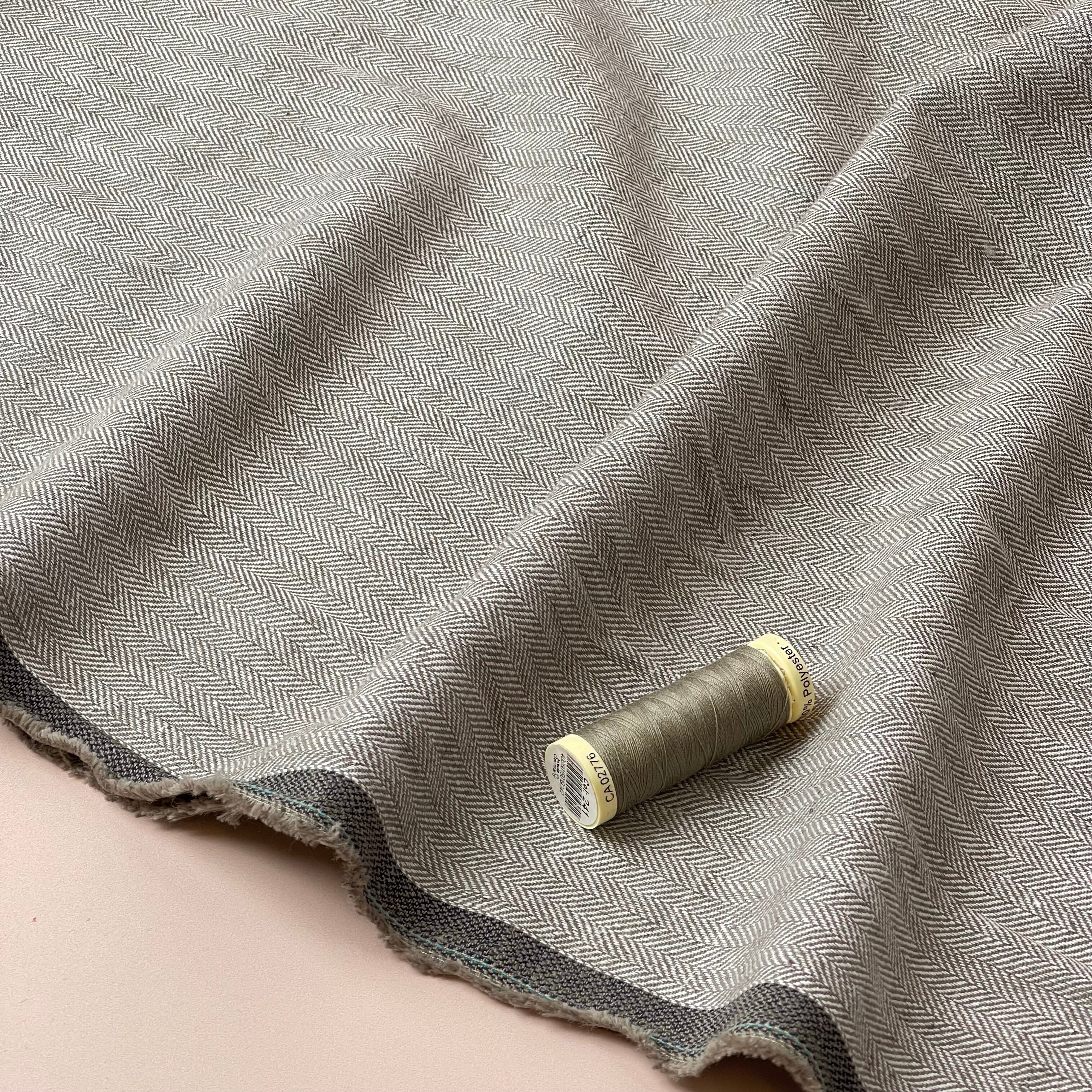Chevron in Desert Taupe Linen Cotton Twill