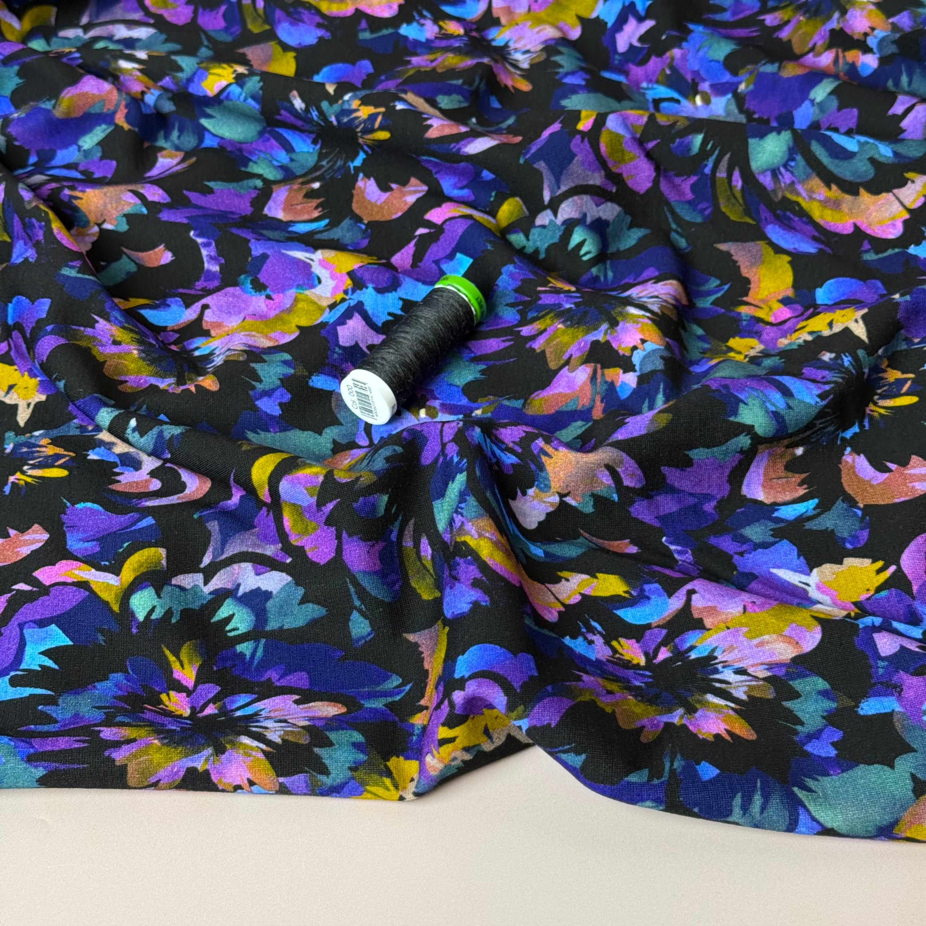 Floral Colour Splash Viscose Ponte Roma Double Knit Fabric