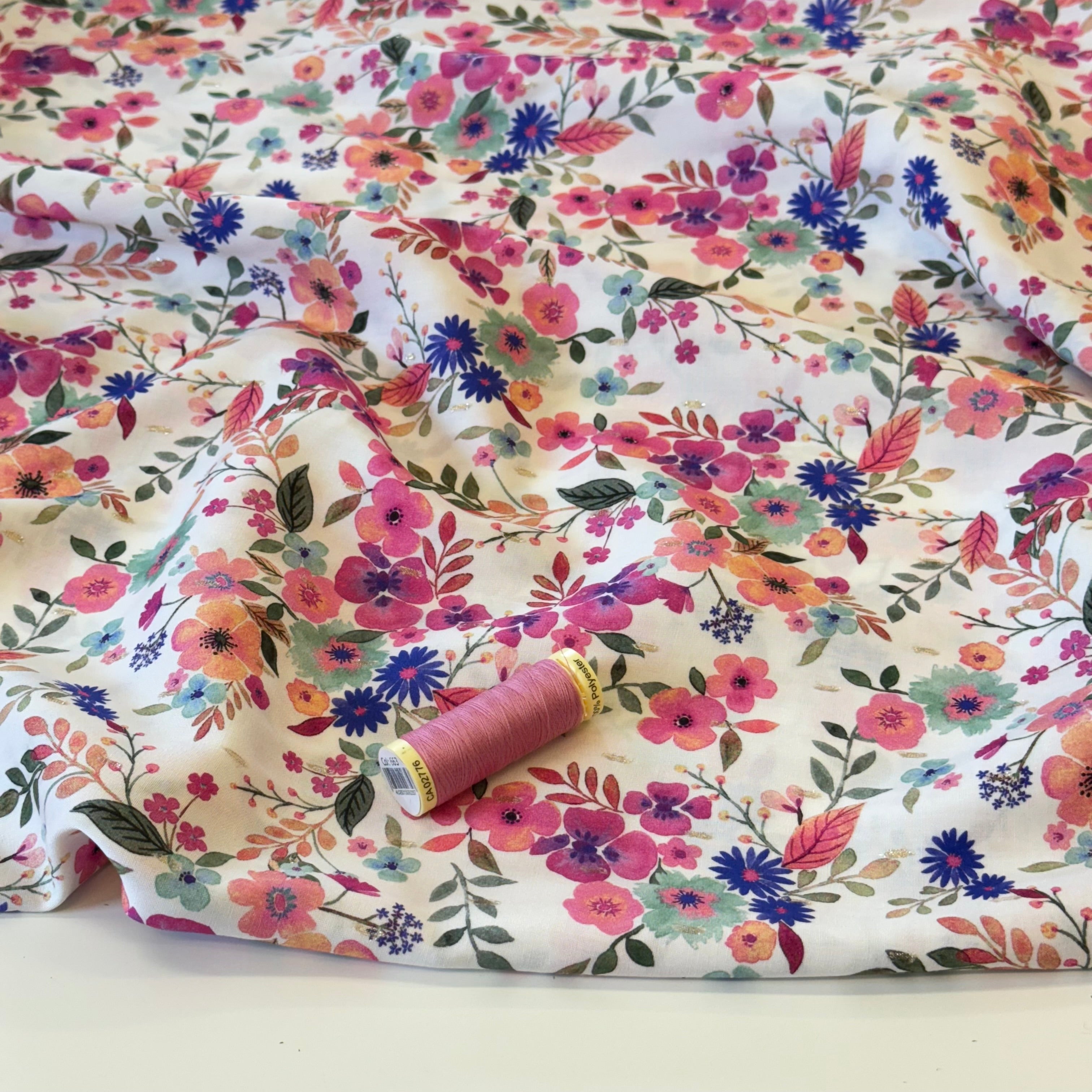 Summer Flowers with Lurex Viscose Fabric