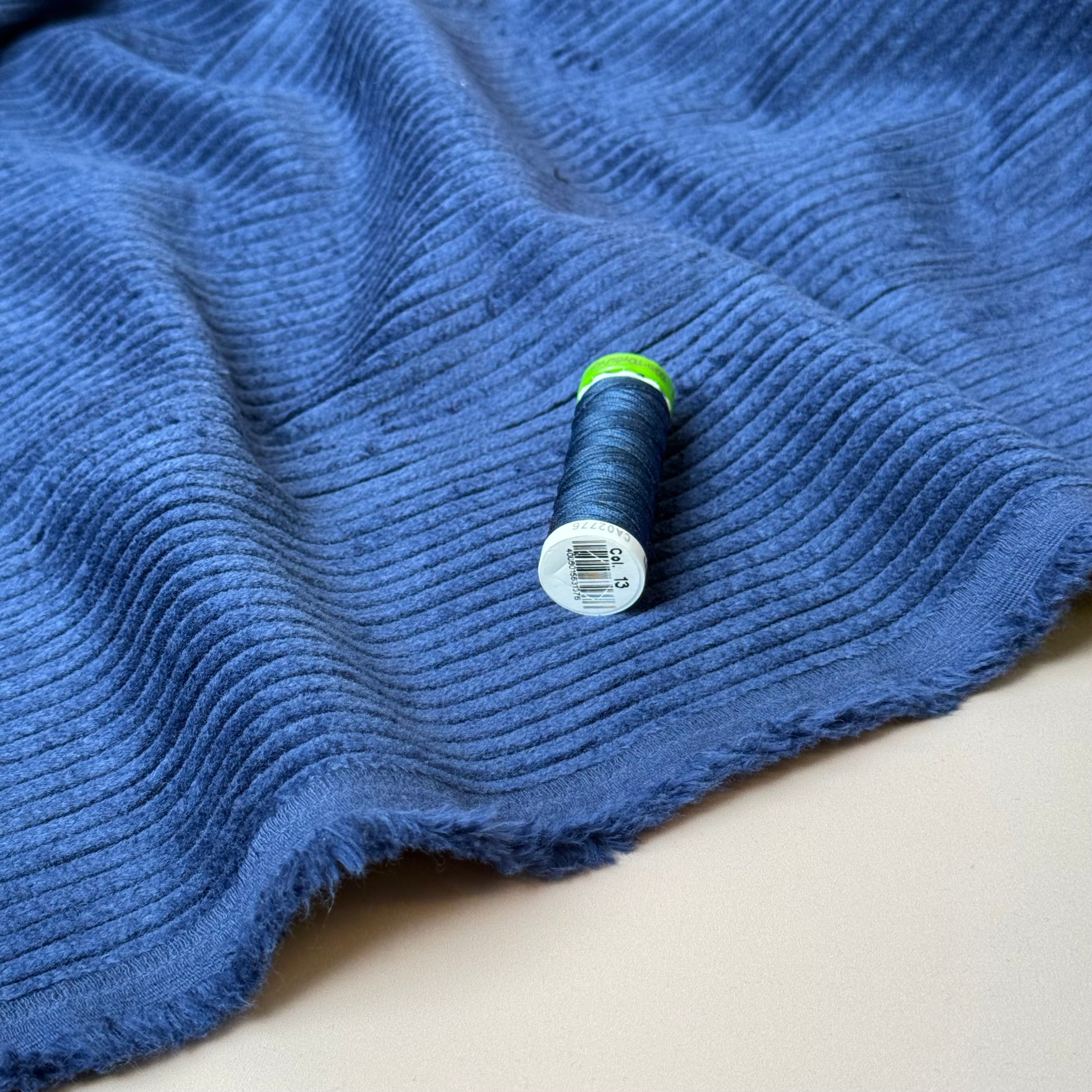 Pure Cotton Washed Corduroy 4.5W in Dark Blue