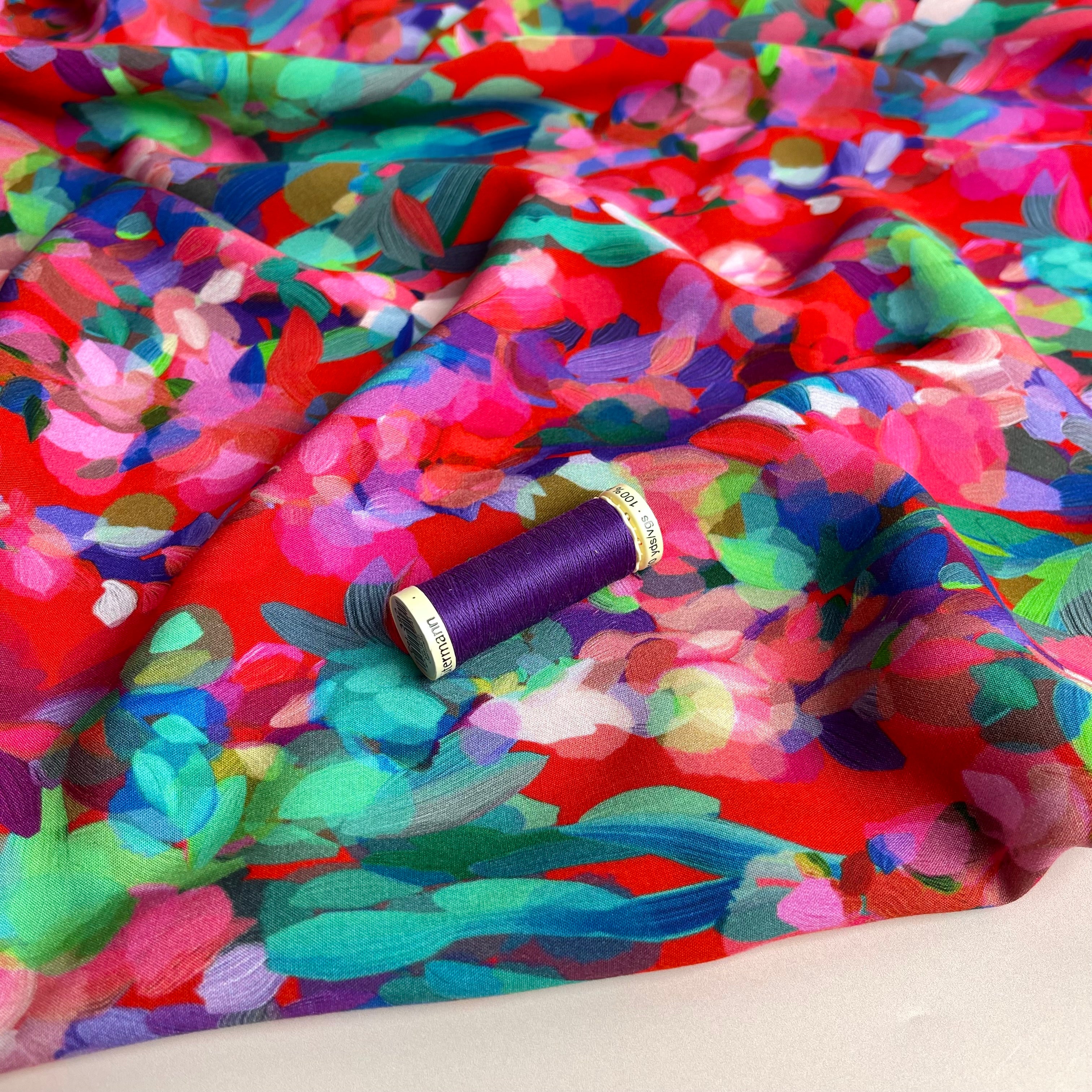 Summer Party - Lupine Petals Red ECOVERO™ Viscose