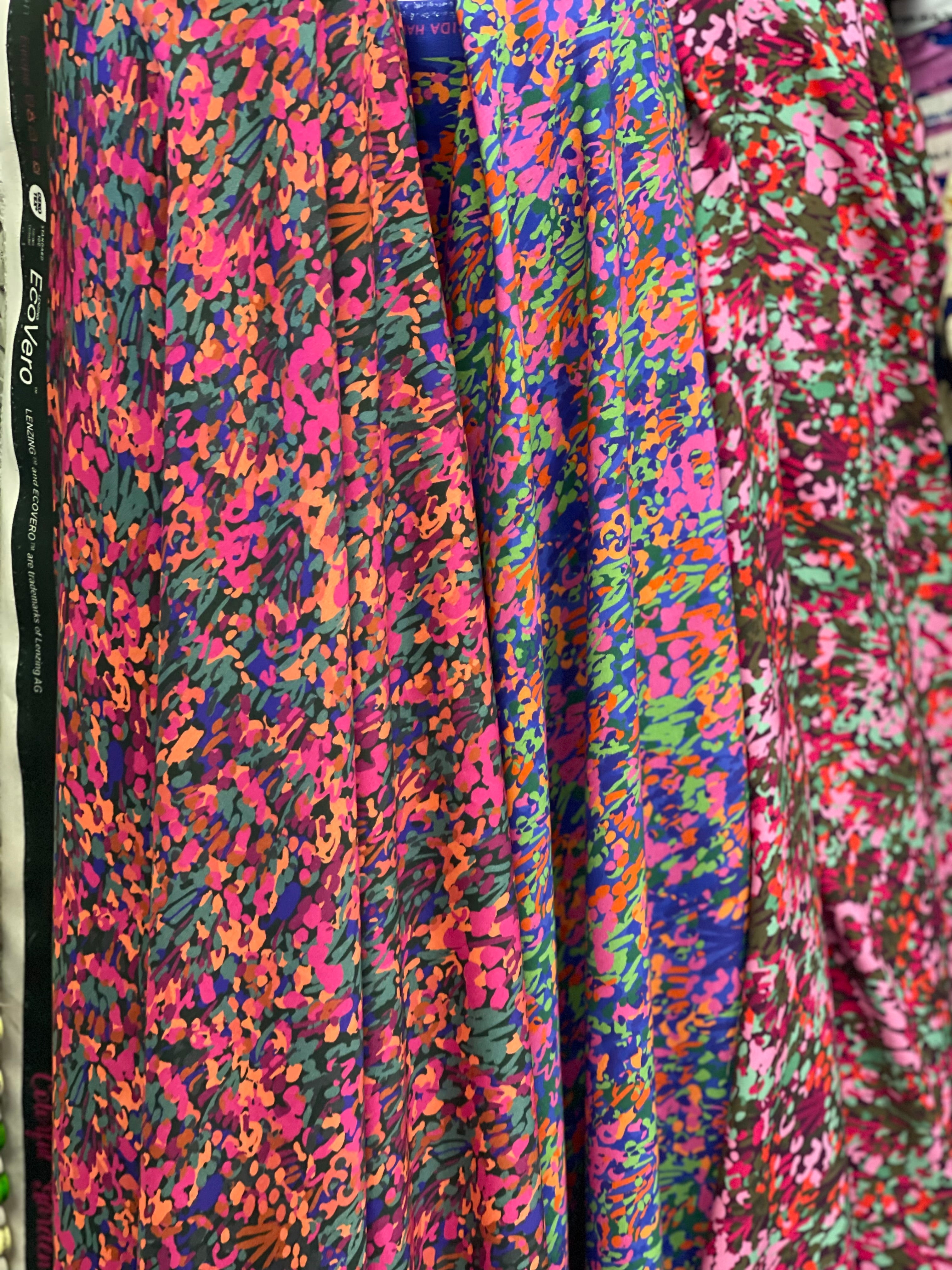 REMNANT 0.92 Metre - Nerida Hansen -Colourful Garden on Dark Green Viscose with LENZING™ ECOVERO™ fibres