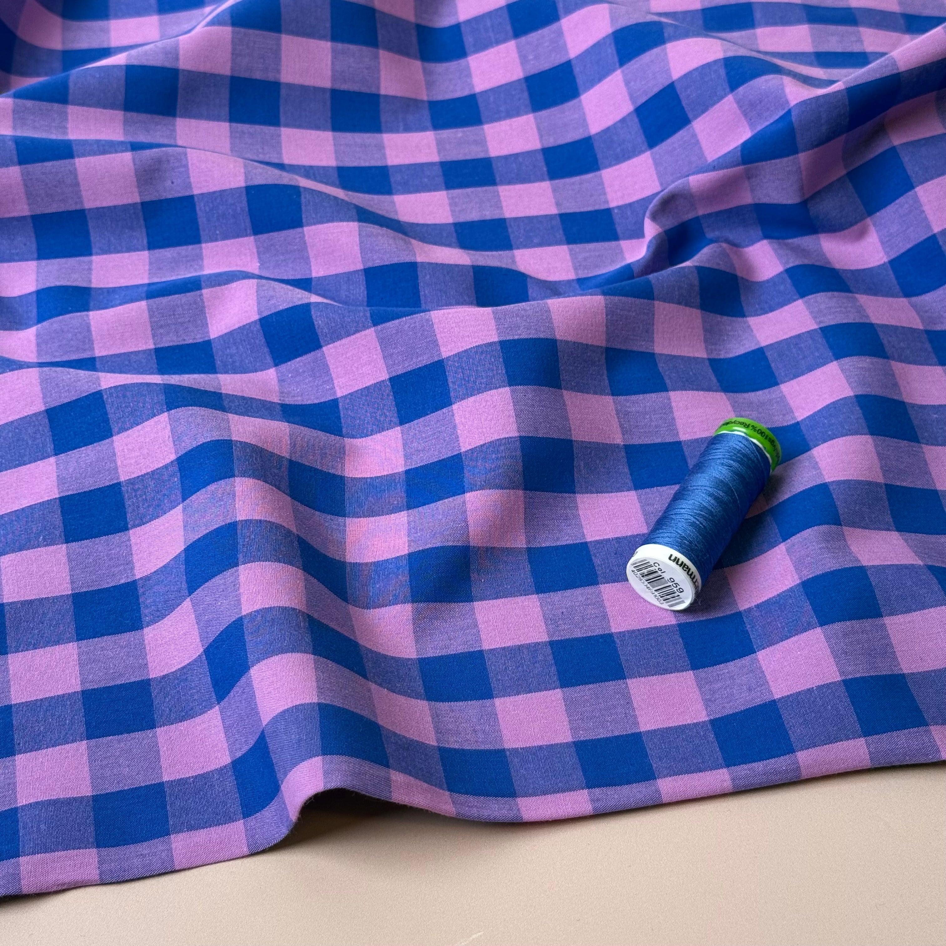 Yarn Dyed French Mauve Gingham Cotton Fabric