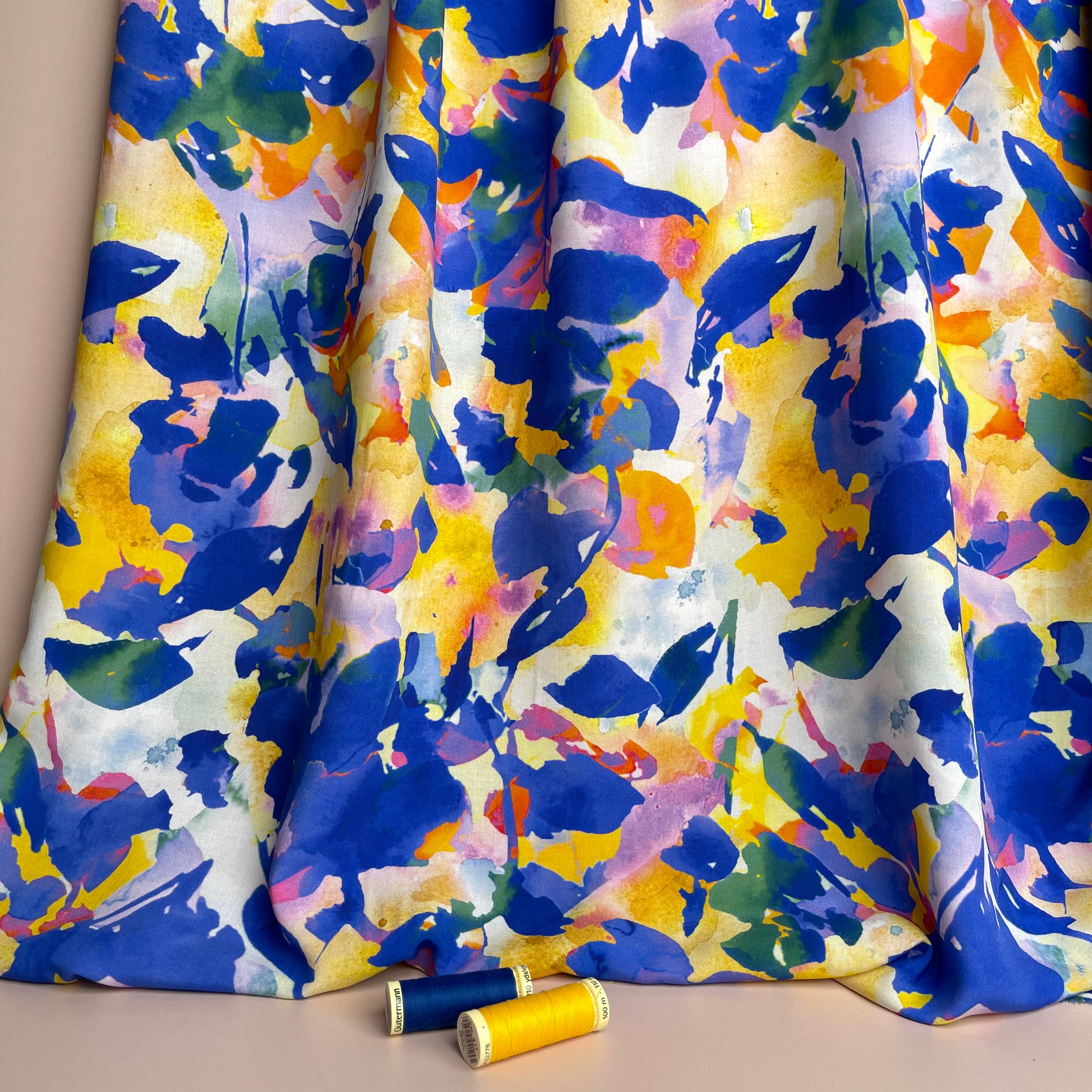 Golden Foliage Viscose Fabric