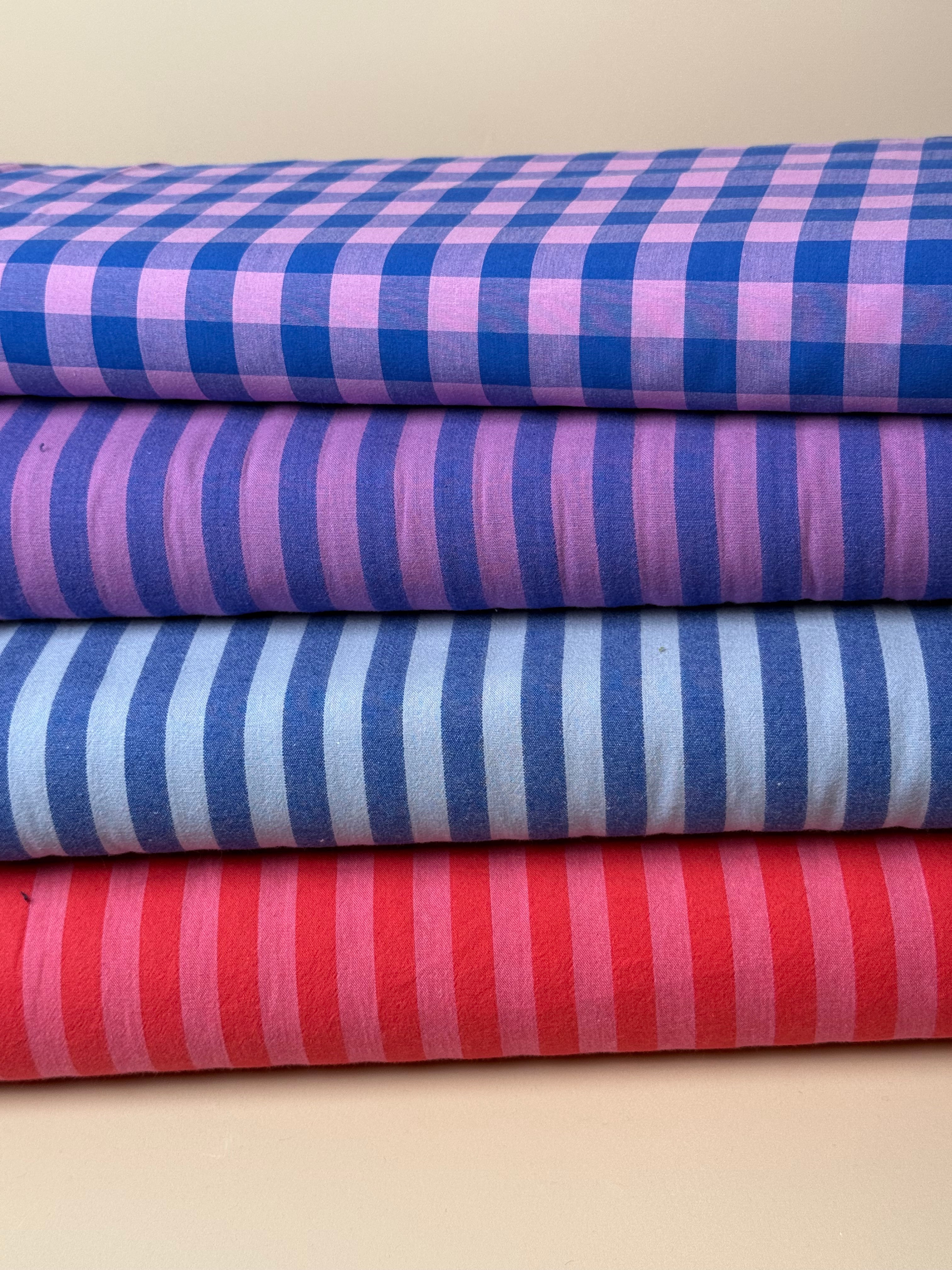 Yarn Dyed Flamingo Stripes Washed Cotton Fabric