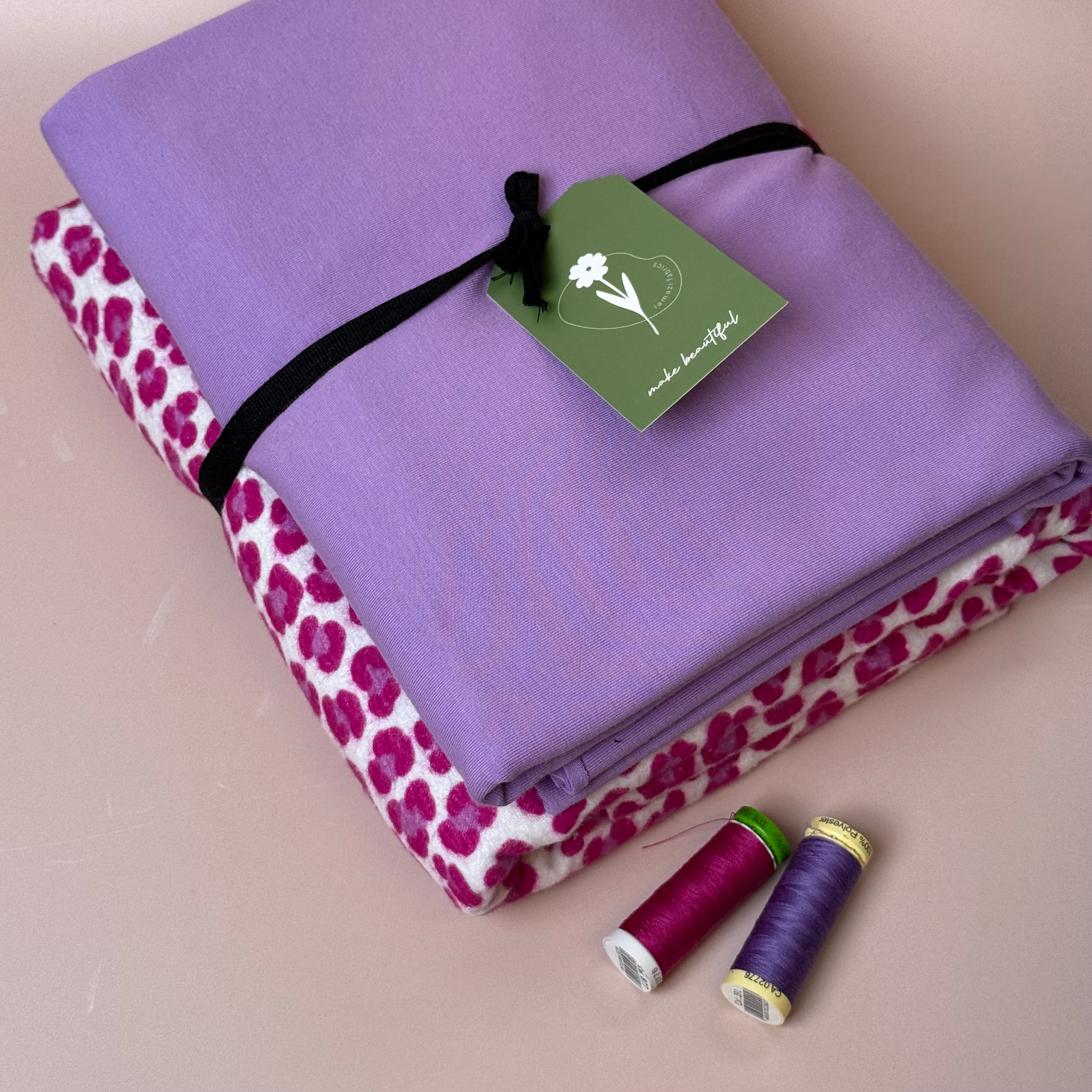 Limited Edition - Luxury Pyjama Kit with Pink Leopard Cotton Flannel and Jersey