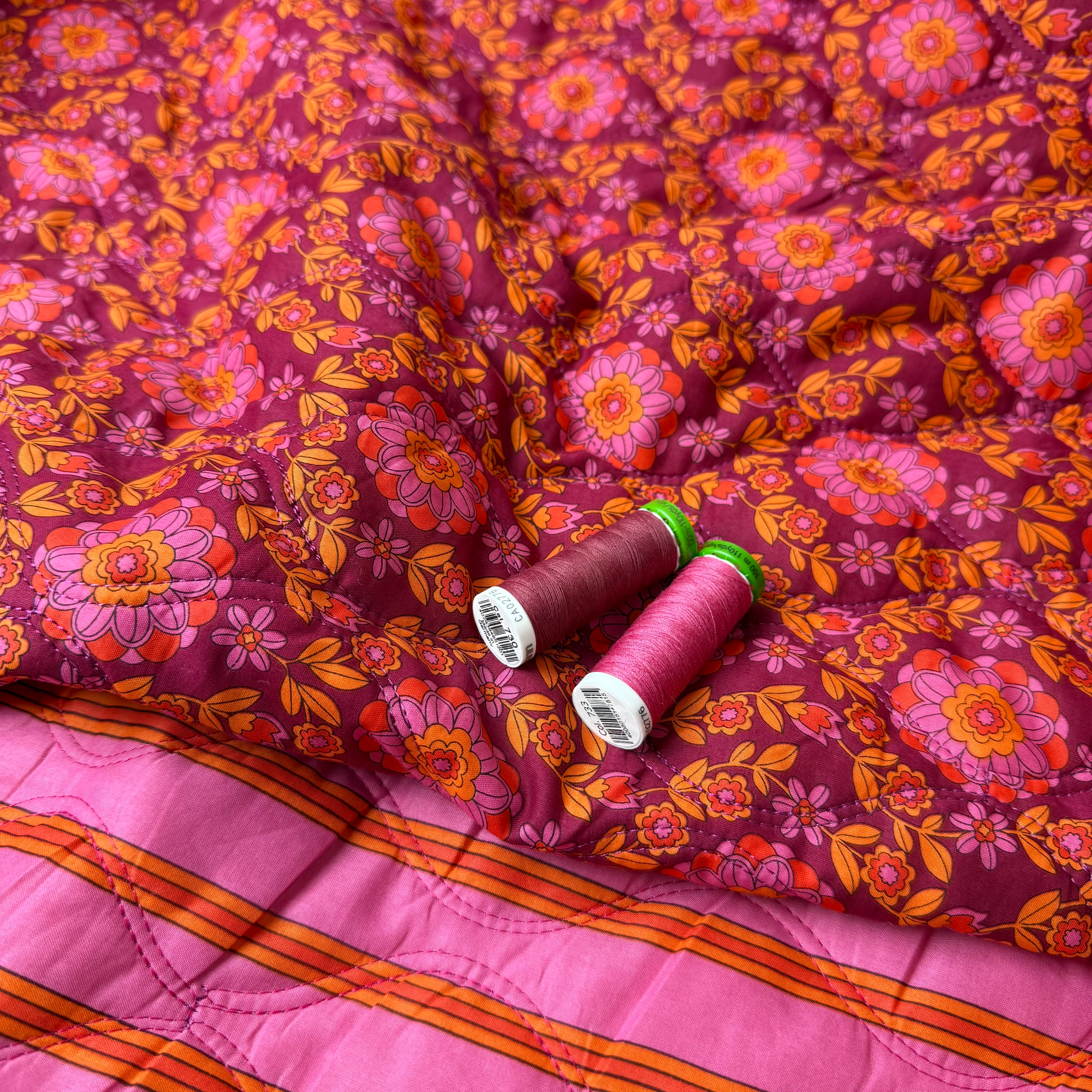 Kaleidoscope Flower Sangria Quilted Cotton Fabric