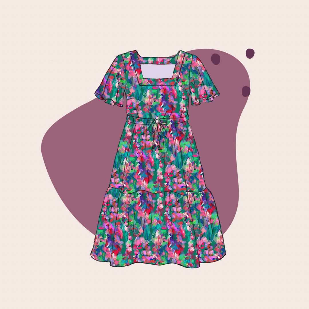 Summer Party - Lupine Petals Green ECOVERO™ Viscose