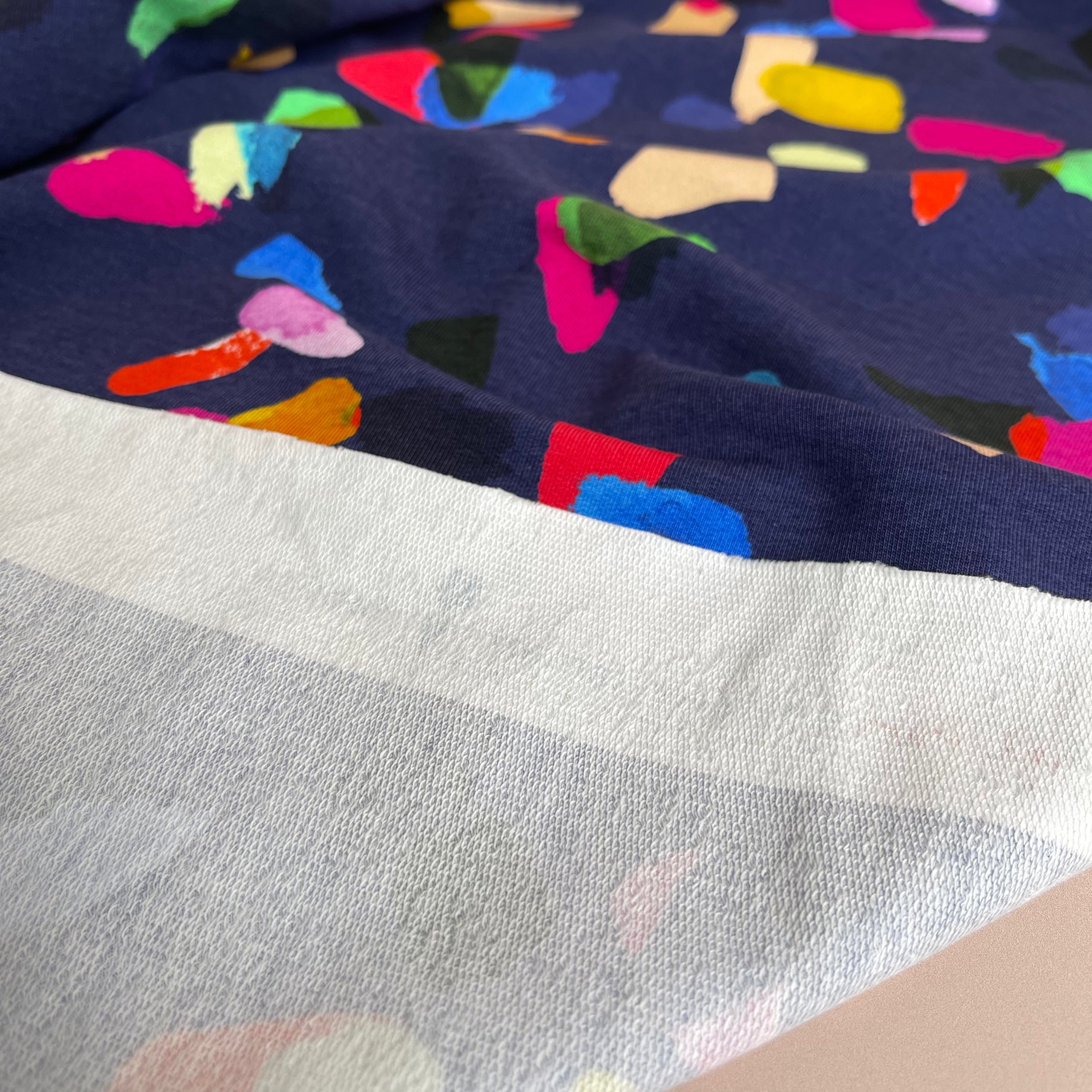 REMNANT 0.44 Metre - Gemstones Navy Organic Cotton French Terry