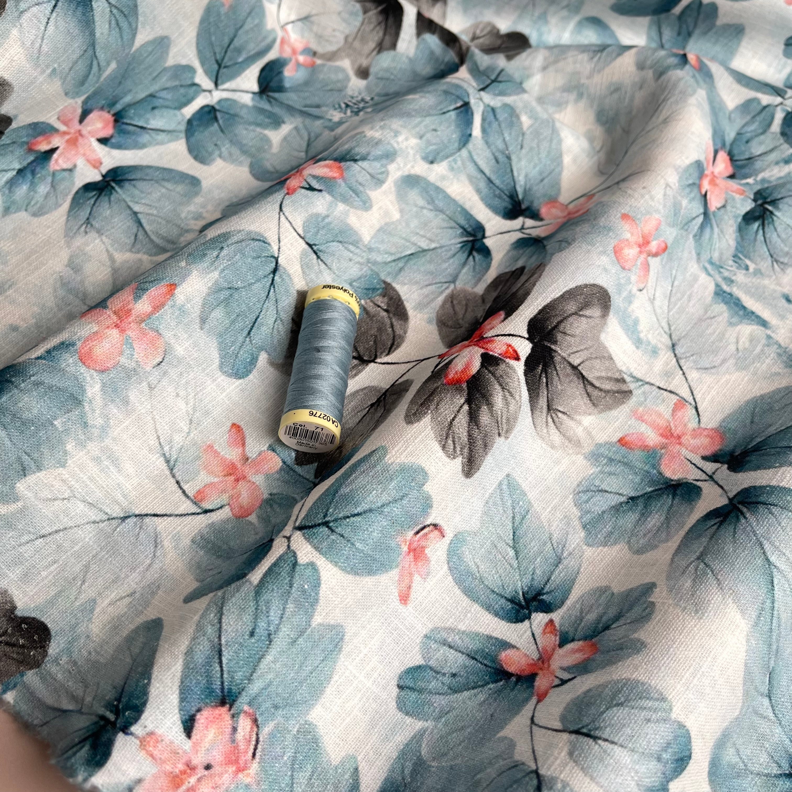 Watercolour Foliage Linen Cotton Blend Fabric
