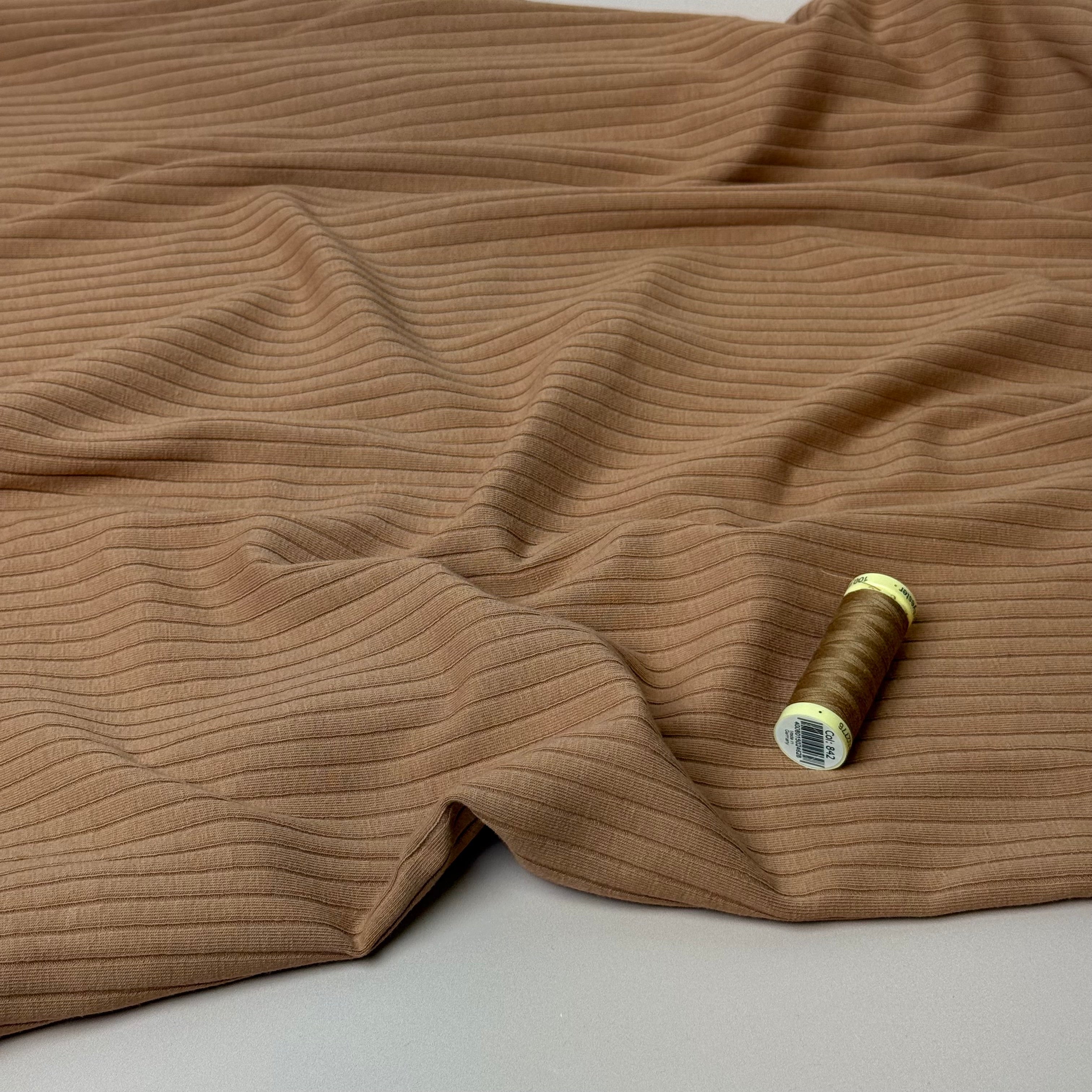 Camel Cotton Ribbed Jersey