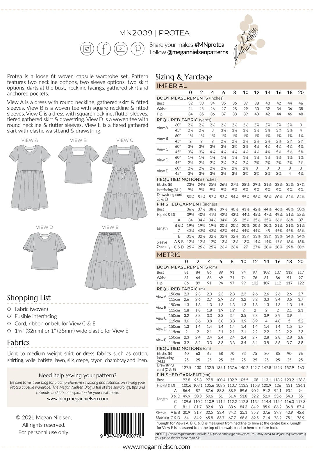 Megan Nielsen - Protea Capsule Wardrobe Sewing Pattern