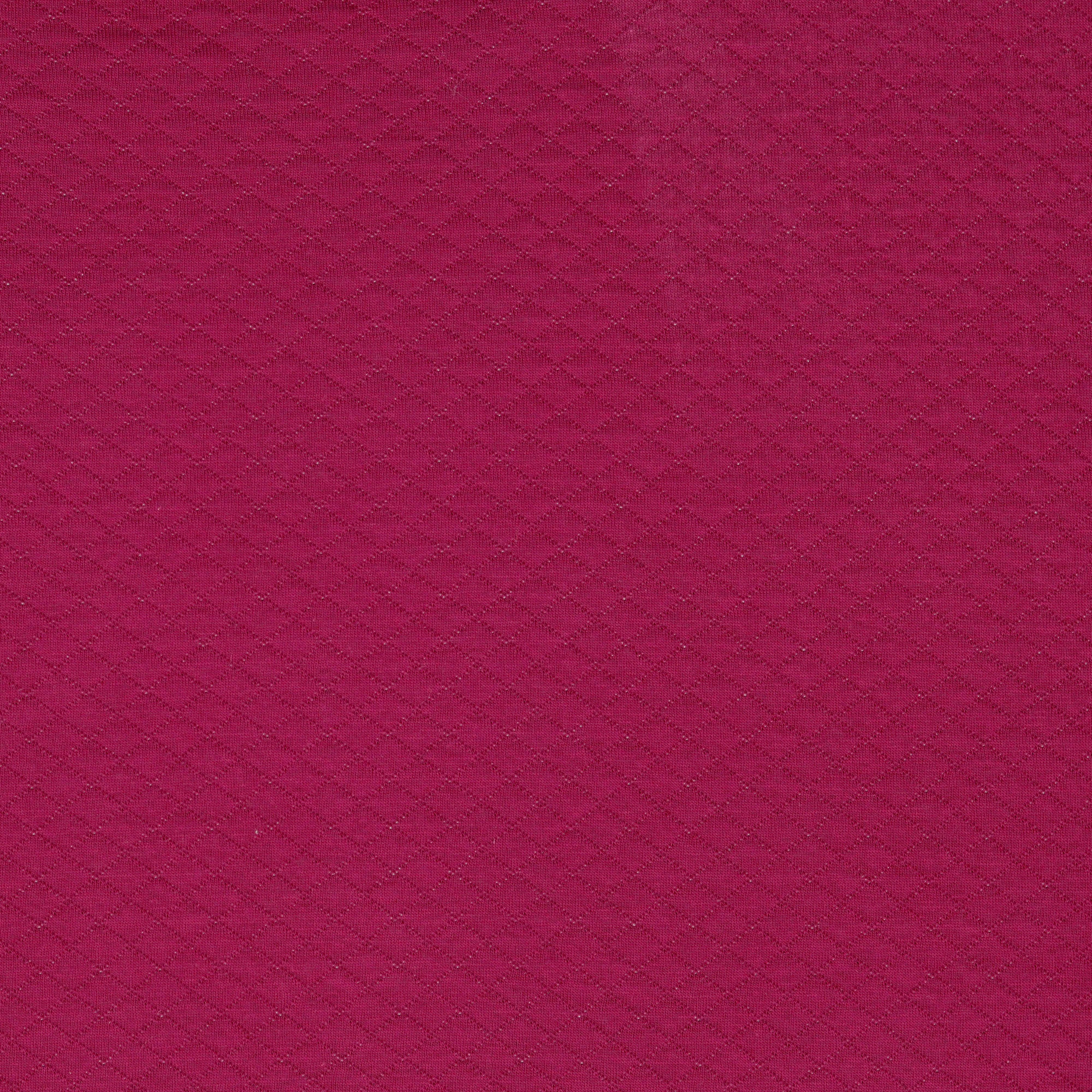 REMNANT 1.02 Metre - Diamond Jacquard Quilted Knit in Cerise Pink