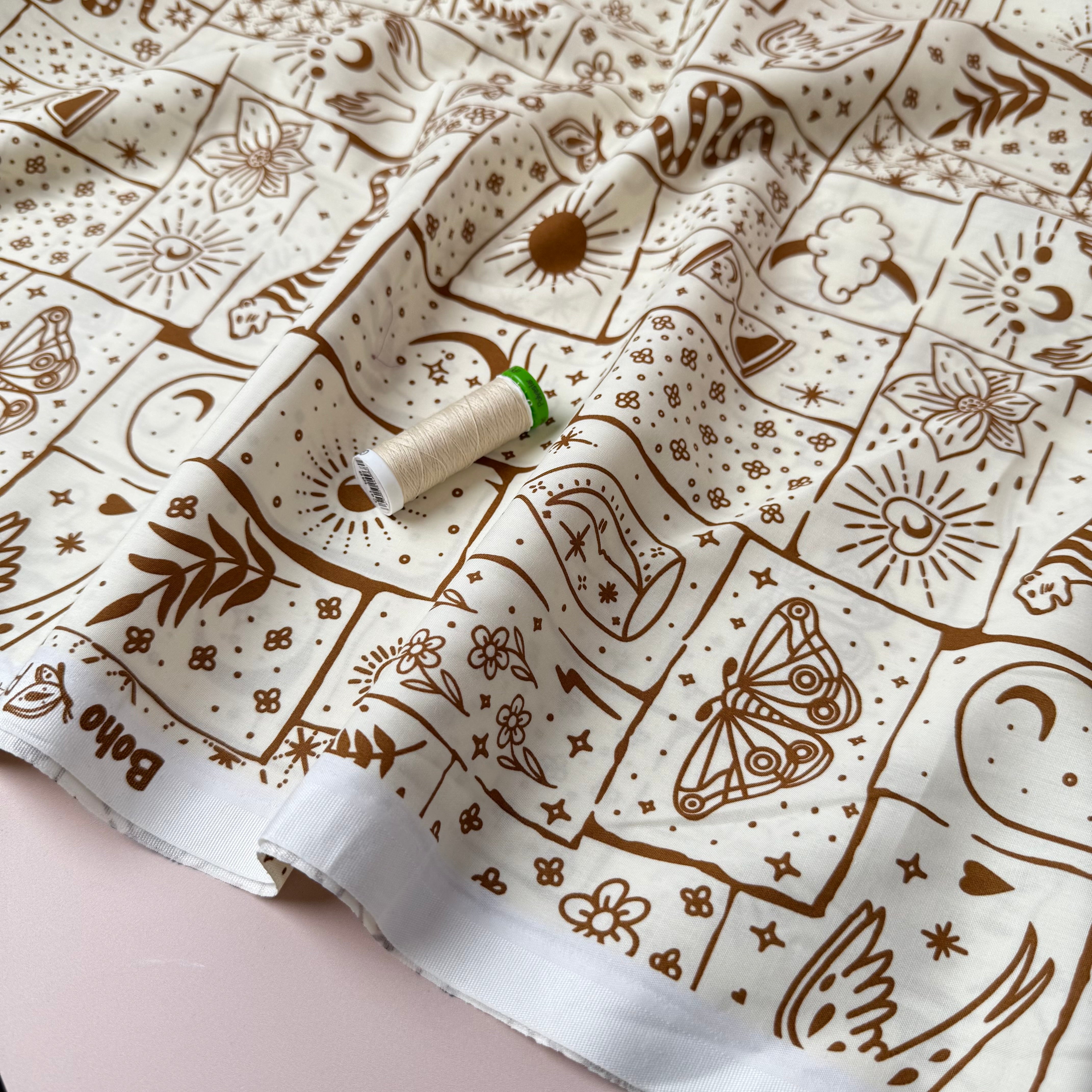 Boho Off-White Cotton Poplin Fabric