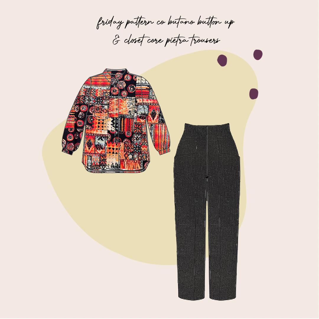 Make an Outfit Colour Bundle - Tapestry Burnt Orange Viscose with Pure Fine Linen