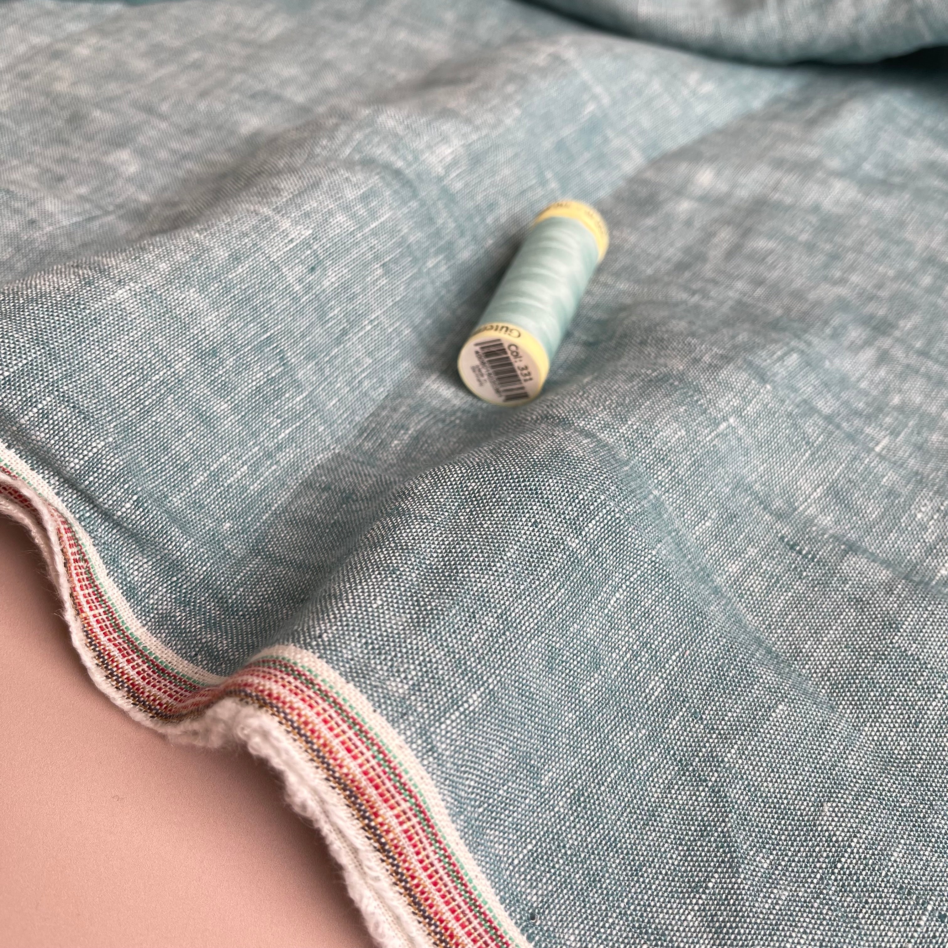 Yarn Dyed Pure Linen Fabric in Mineral Blue