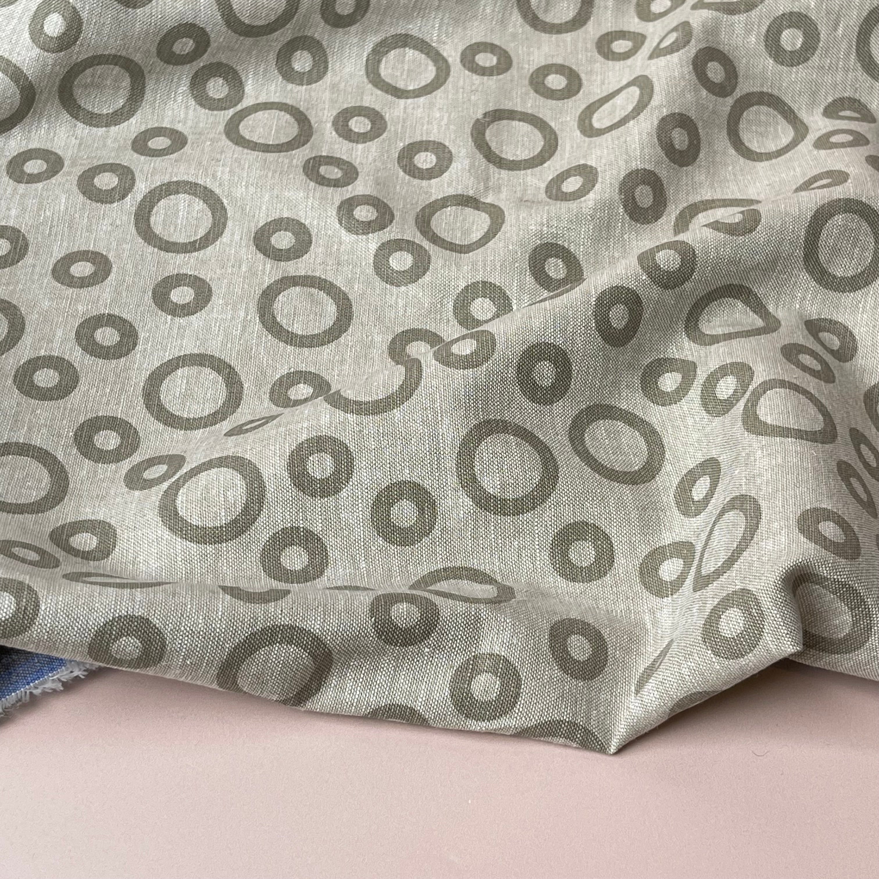 Circles Melange Linen Cotton Fabric in Sand