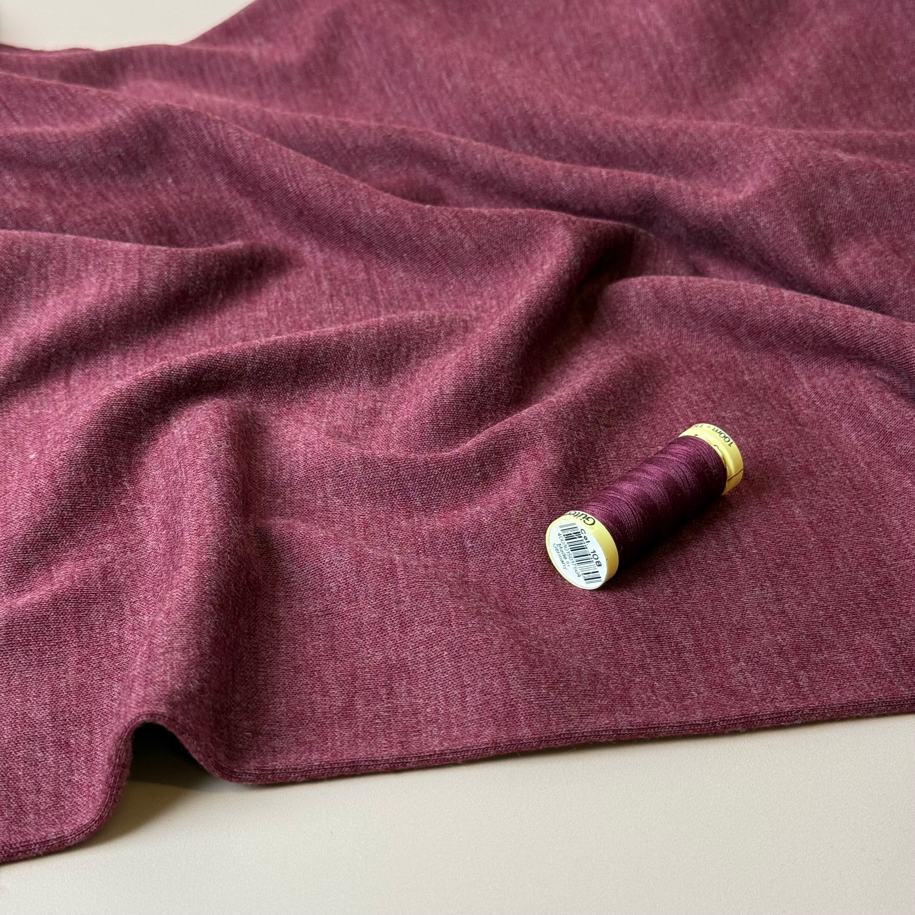 Pure Merino Wool Sweater Knit in Burdeaux Melange