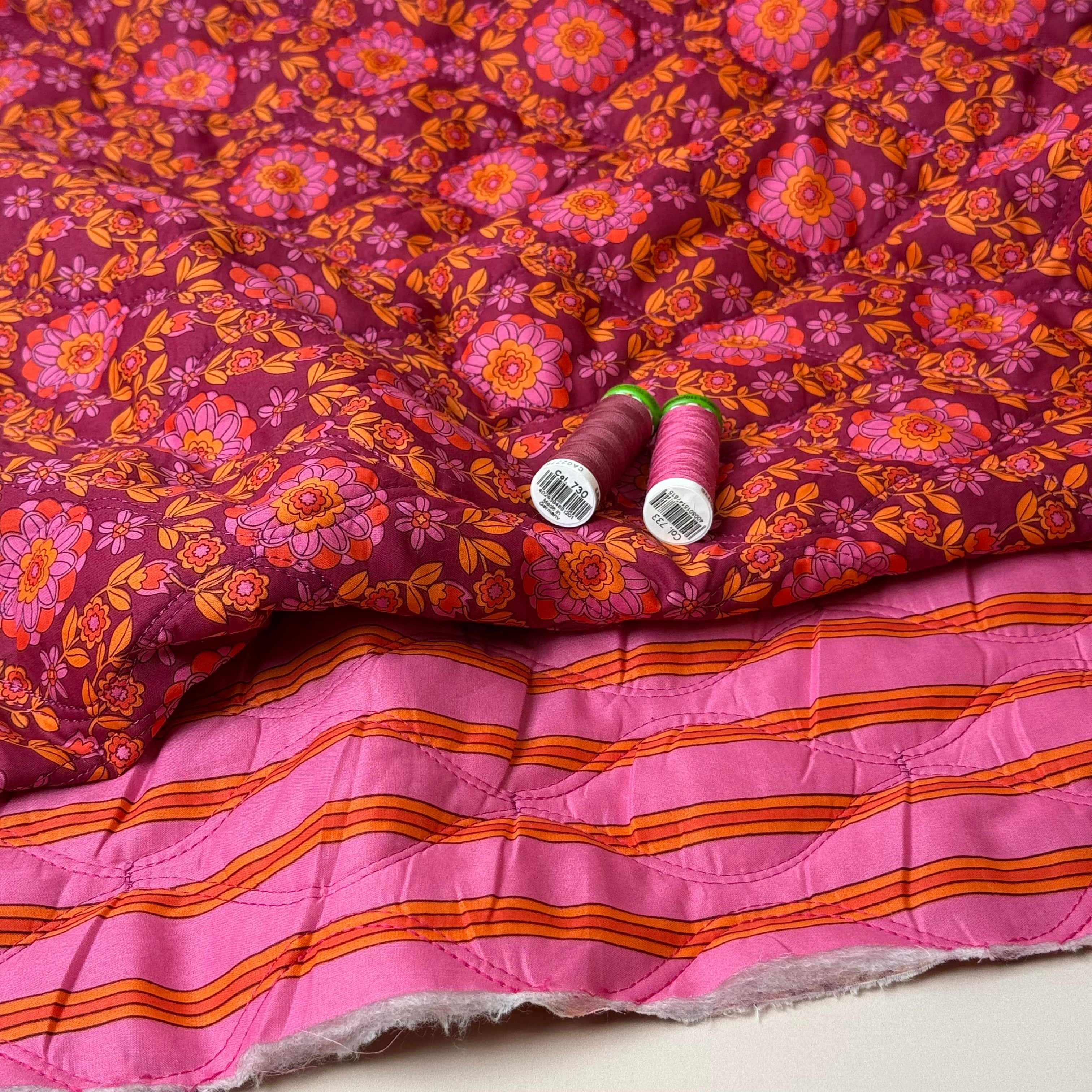 Kaleidoscope Flower Sangria Quilted Cotton Fabric