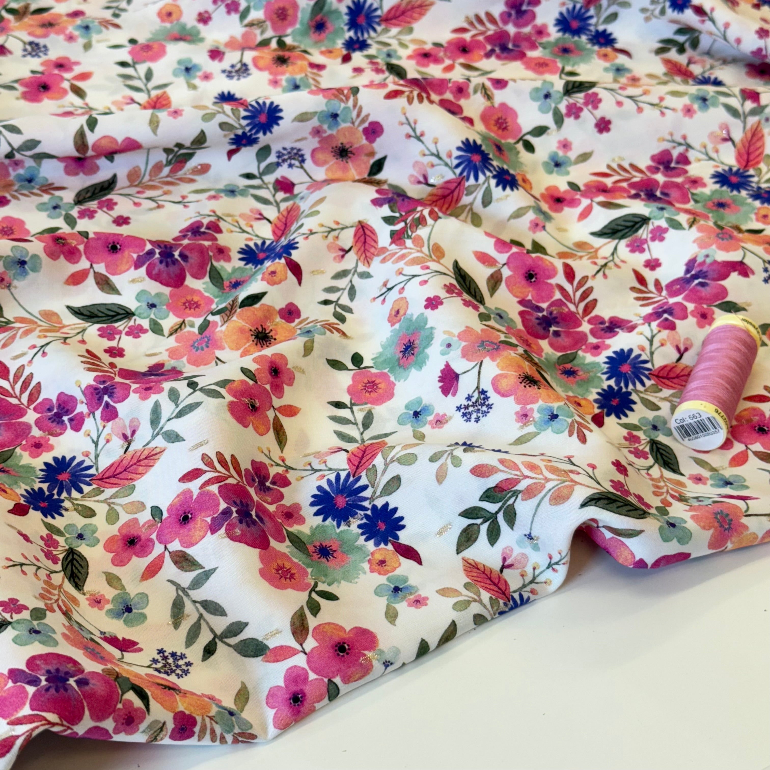 Summer Flowers with Lurex Viscose Fabric