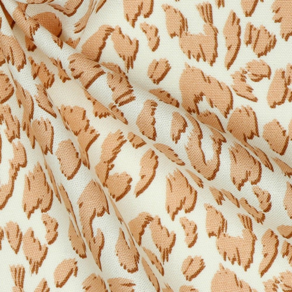 REMNANT 0.52 Metre - Animal Print on Off-white Linen Viscose Blend Fabric