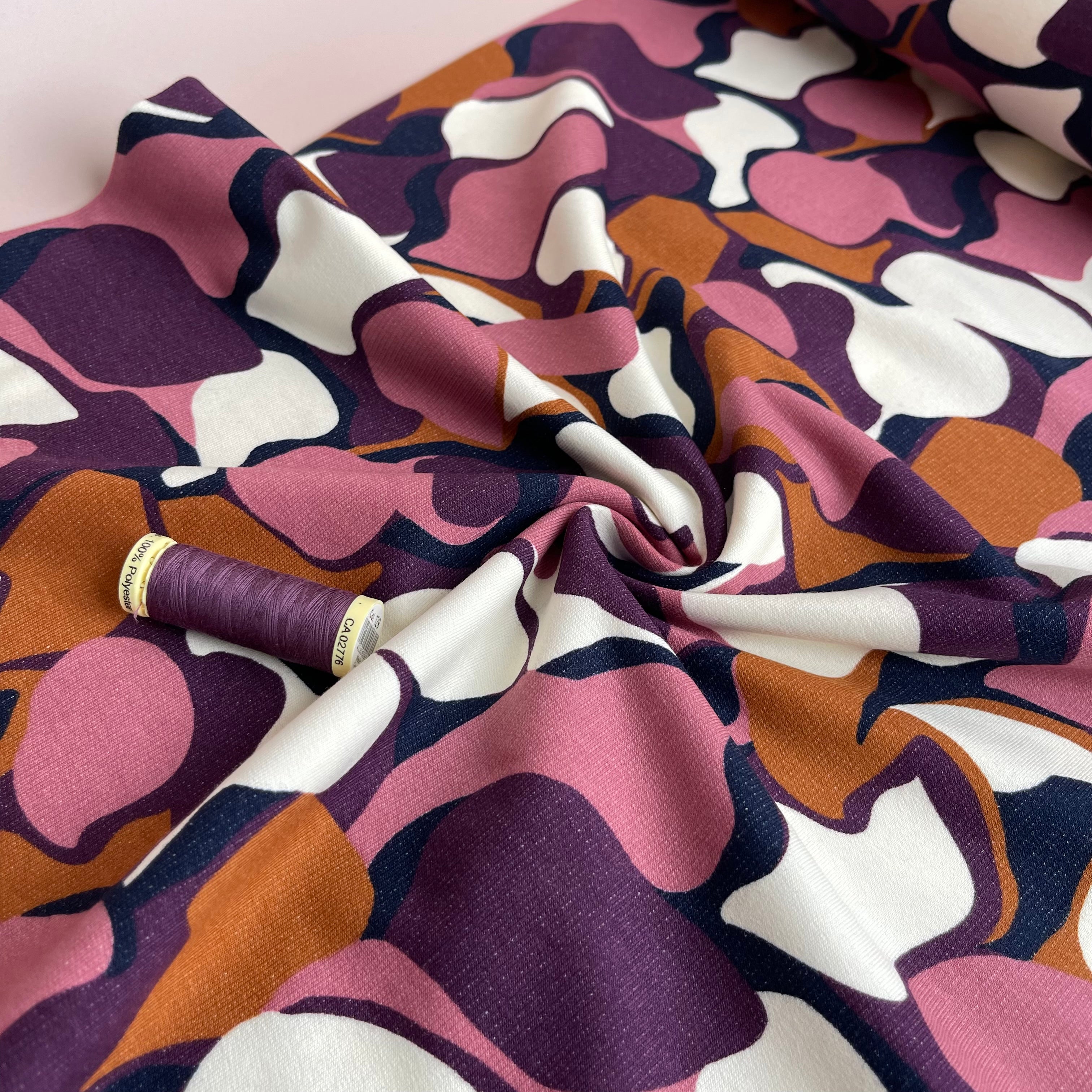 Abstract Shapes in Mauve Peach Soft Cotton Sweat-shirting Fabric