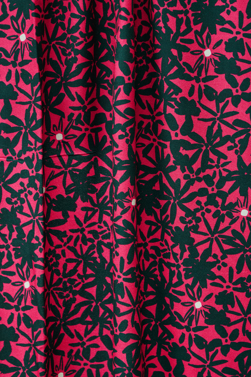 Mind The MAKER - Flowery Crimson ECOVERO™ Viscose Leia Crepe Fabric