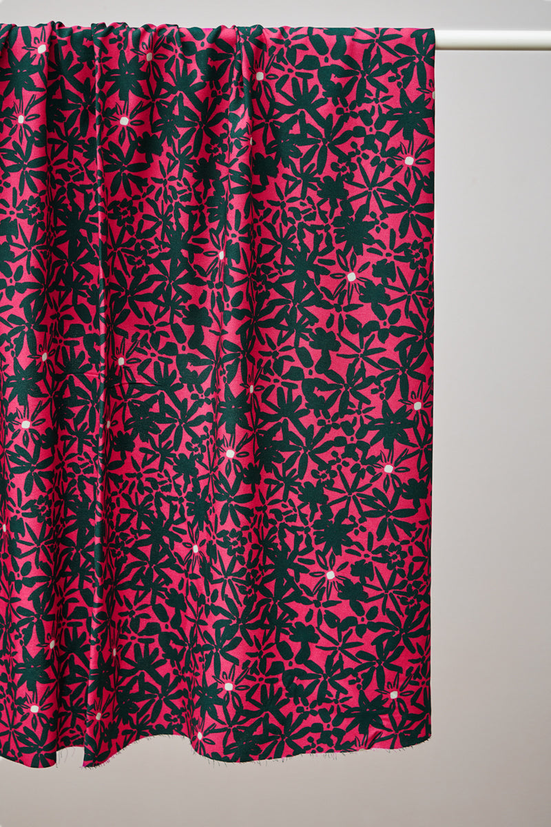 Mind The MAKER - Flowery Crimson ECOVERO™ Viscose Leia Crepe Fabric