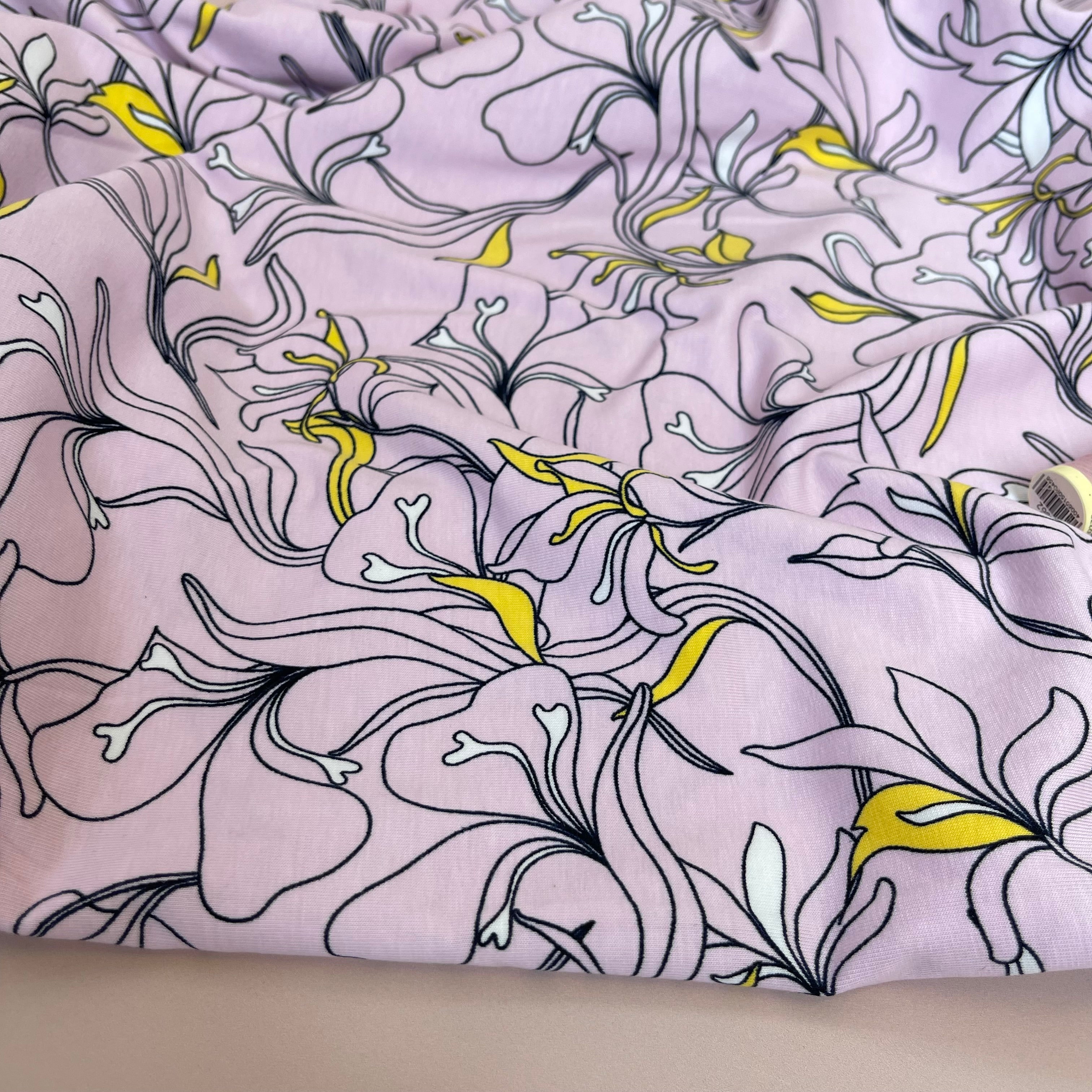 Lilies Light Lilac Cotton Jersey