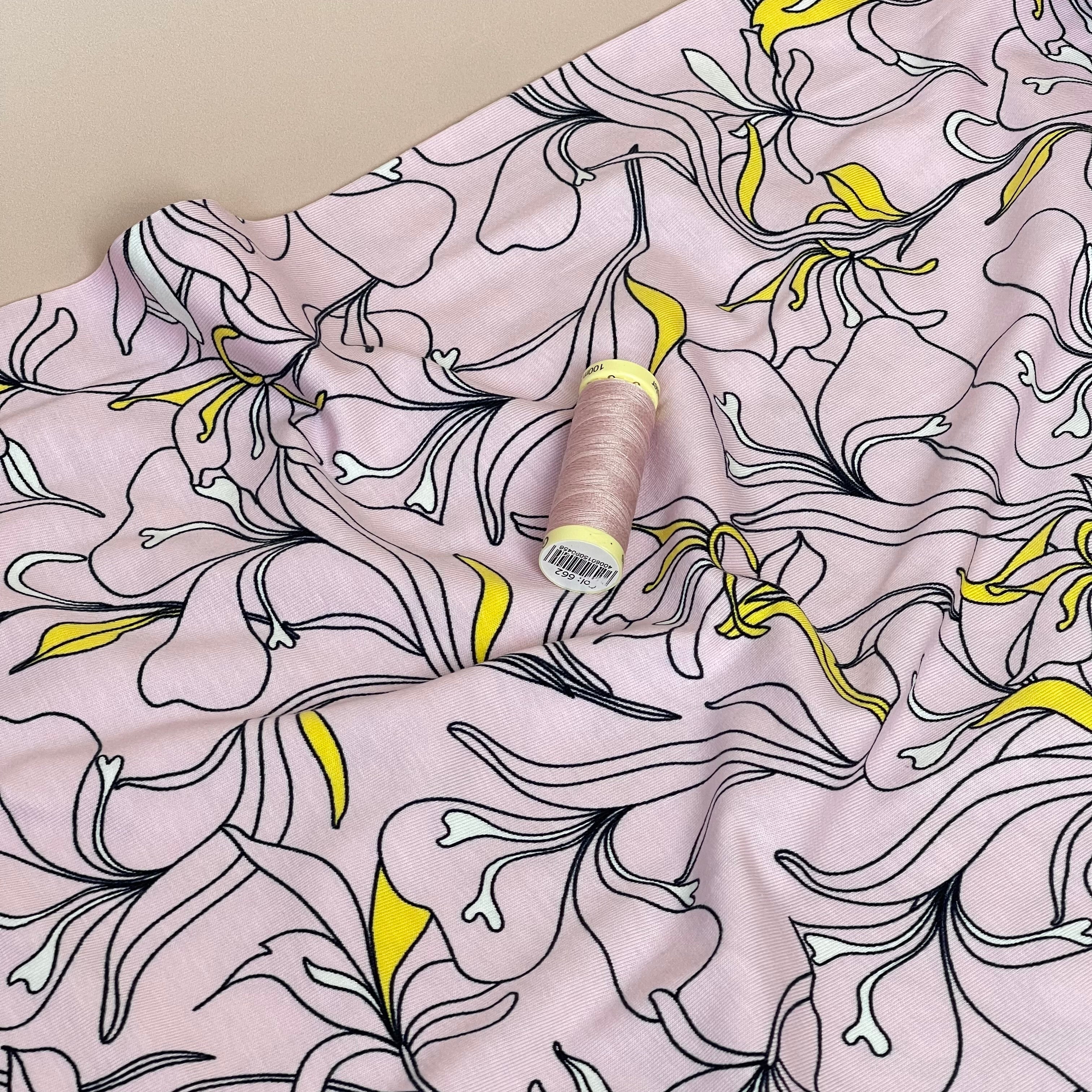 Lilies Light Lilac Cotton Jersey