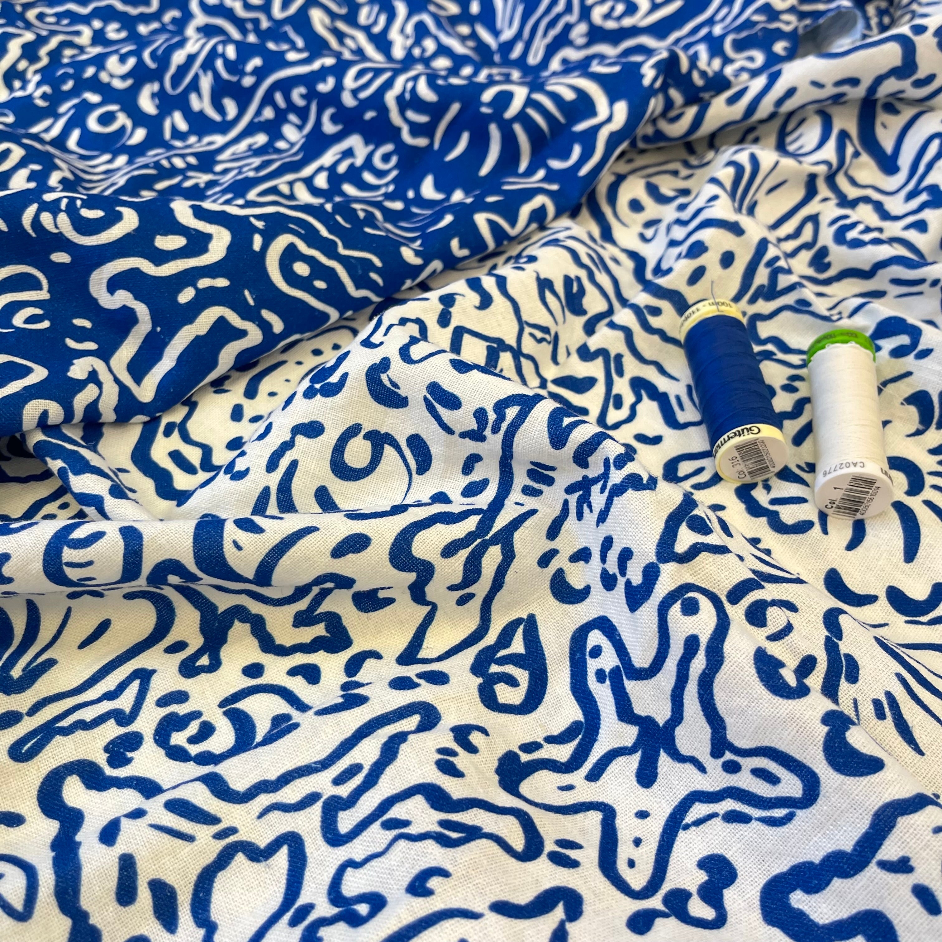 Adventure - Sealife Off-White Linen Viscose Blend Fabric