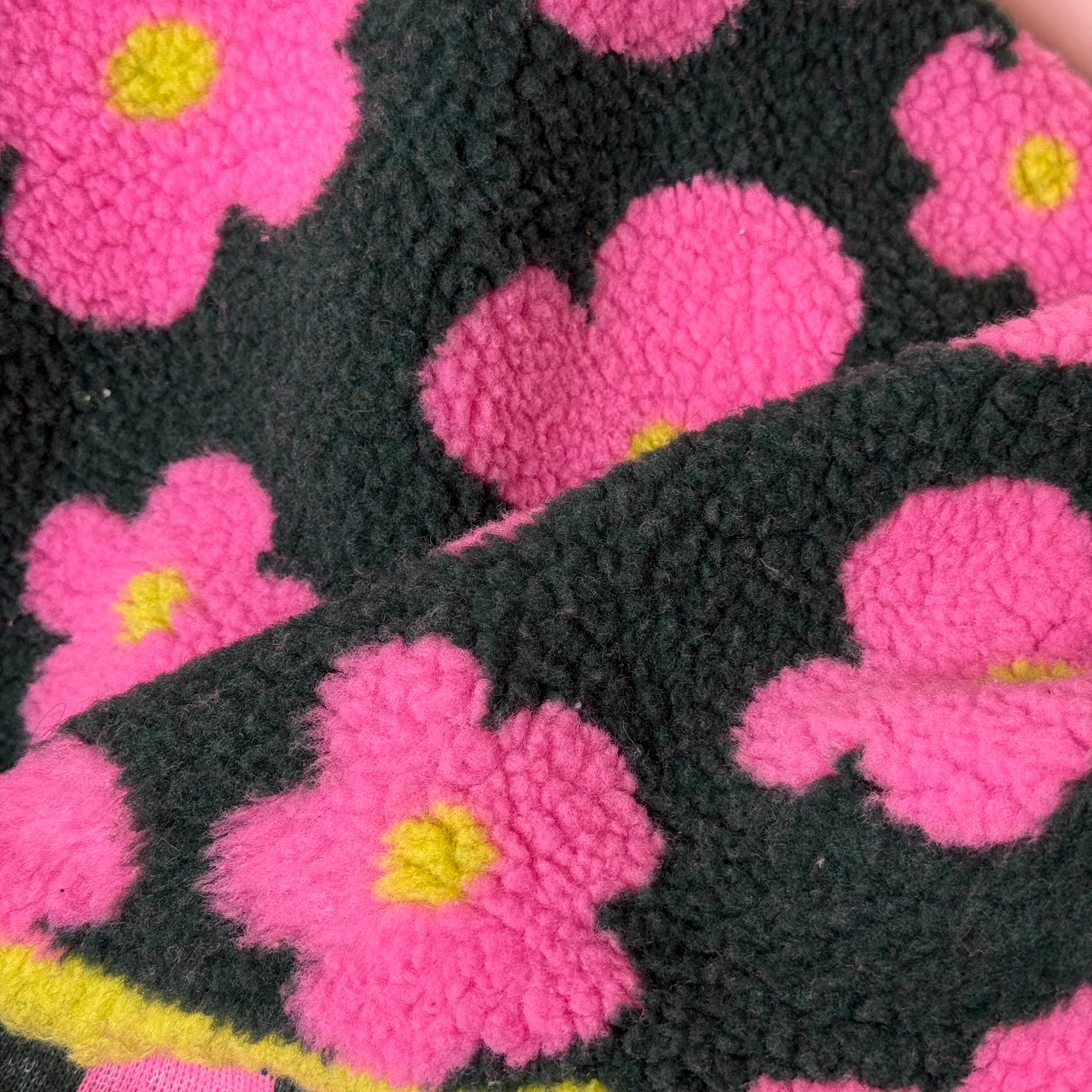 Flowers on Green Teddy Coating Fabric