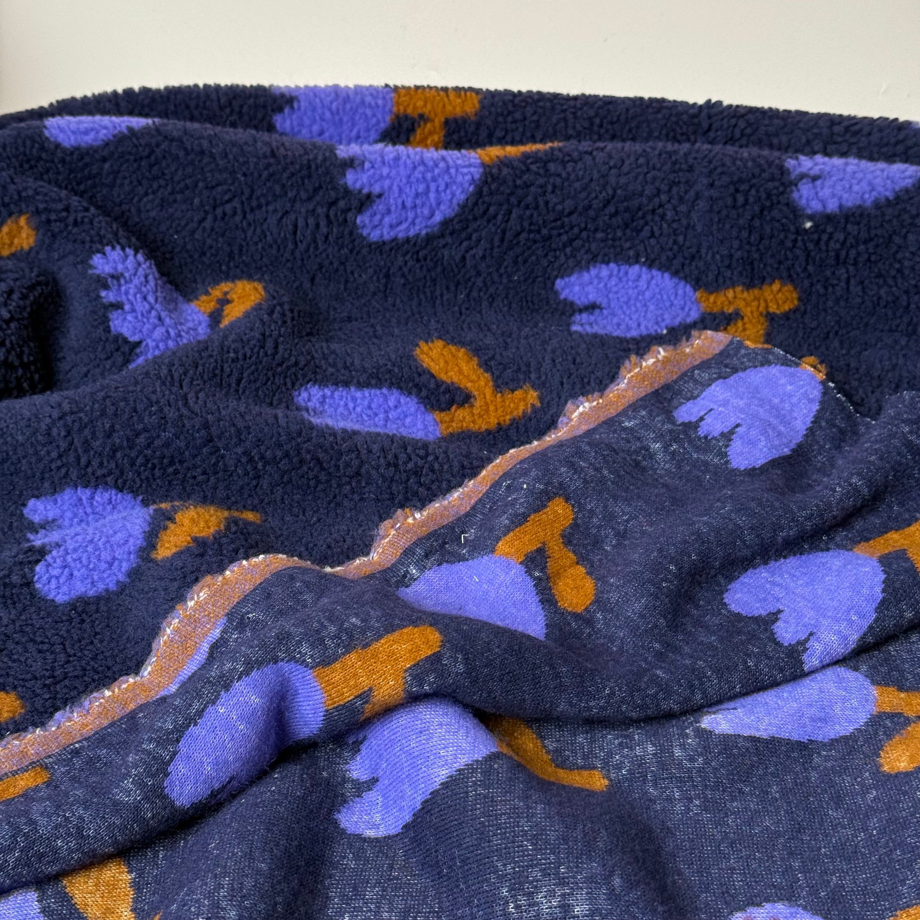 Poppies on Navy Teddy Coating Fabric