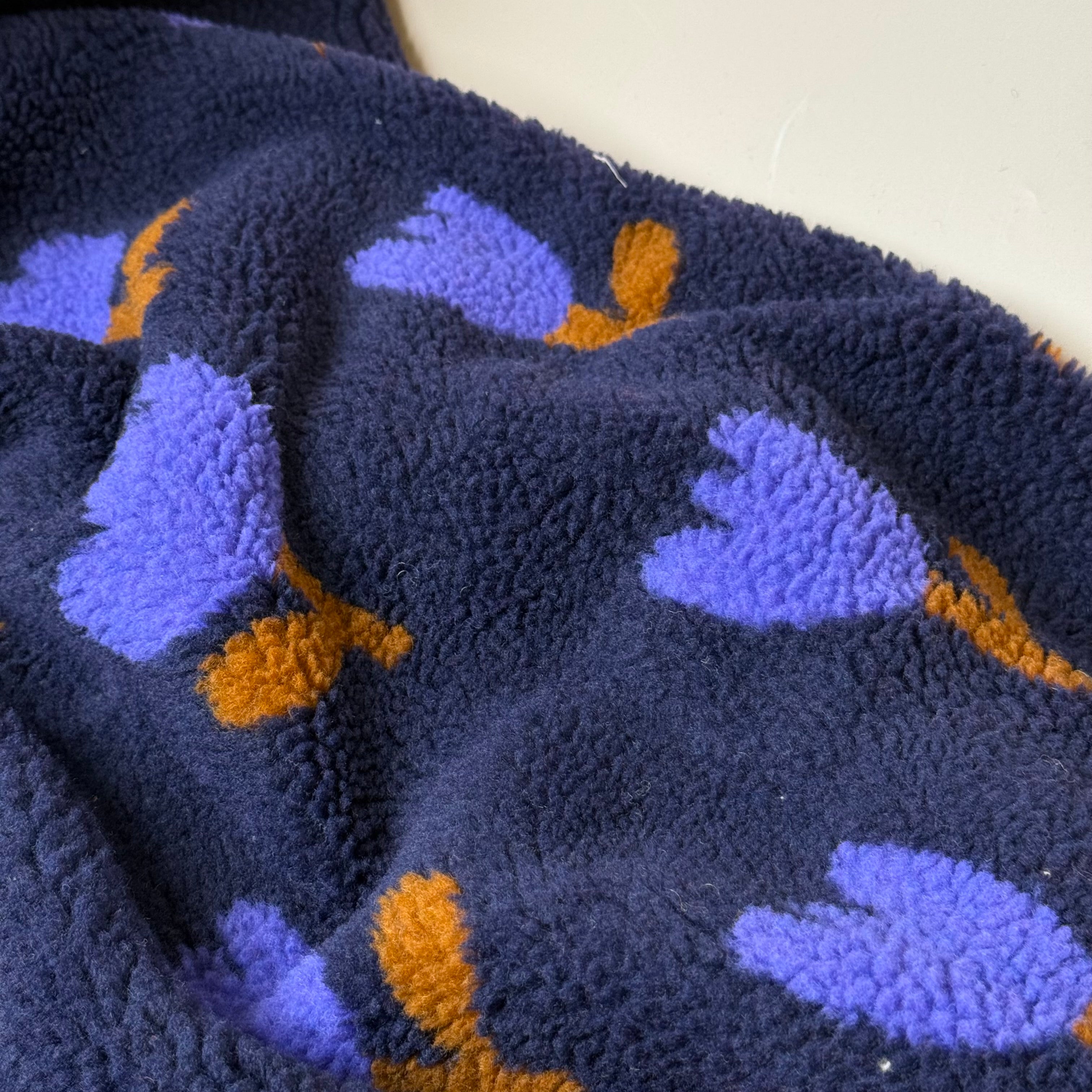 Poppies on Navy Teddy Coating Fabric