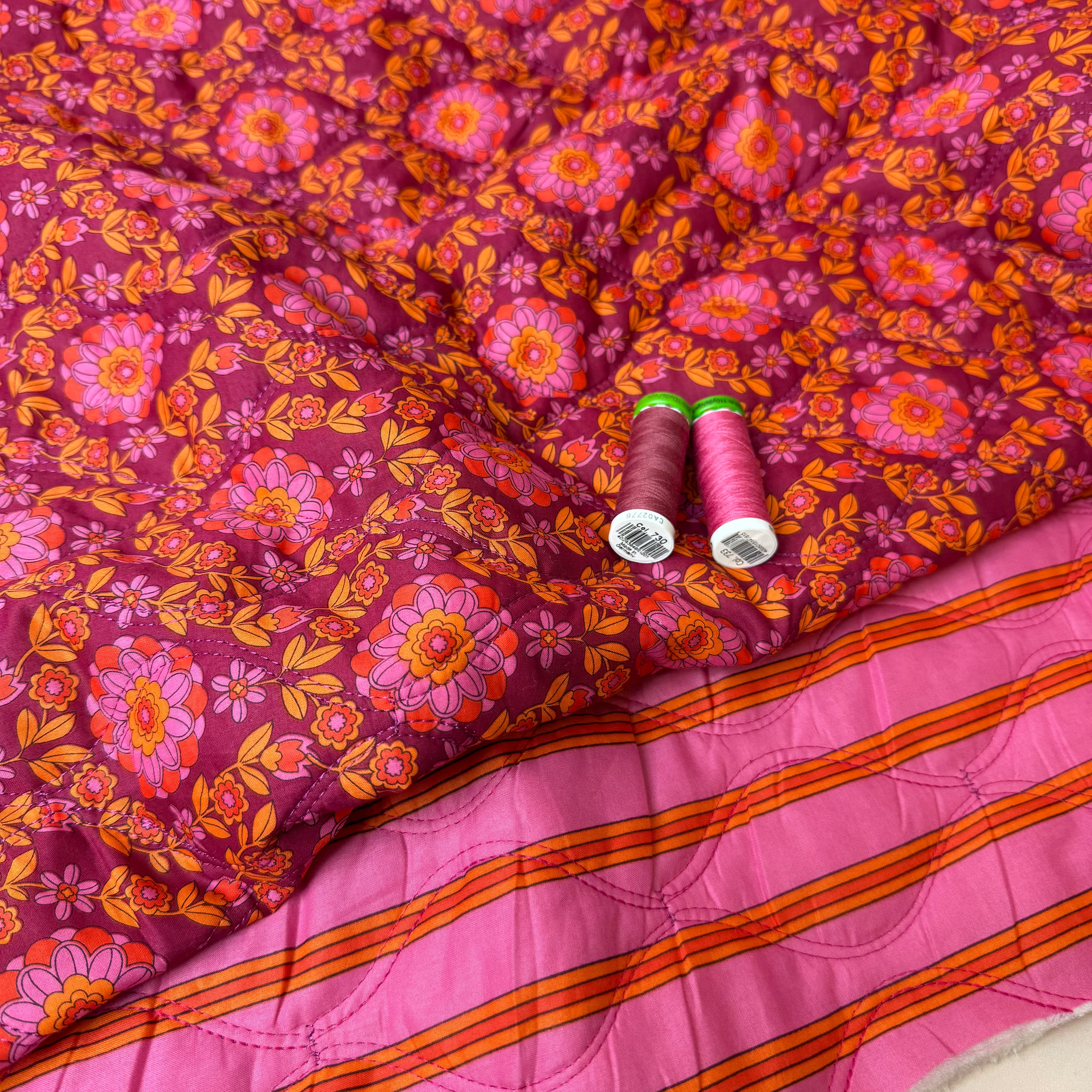Kaleidoscope Flower Sangria Quilted Cotton Fabric