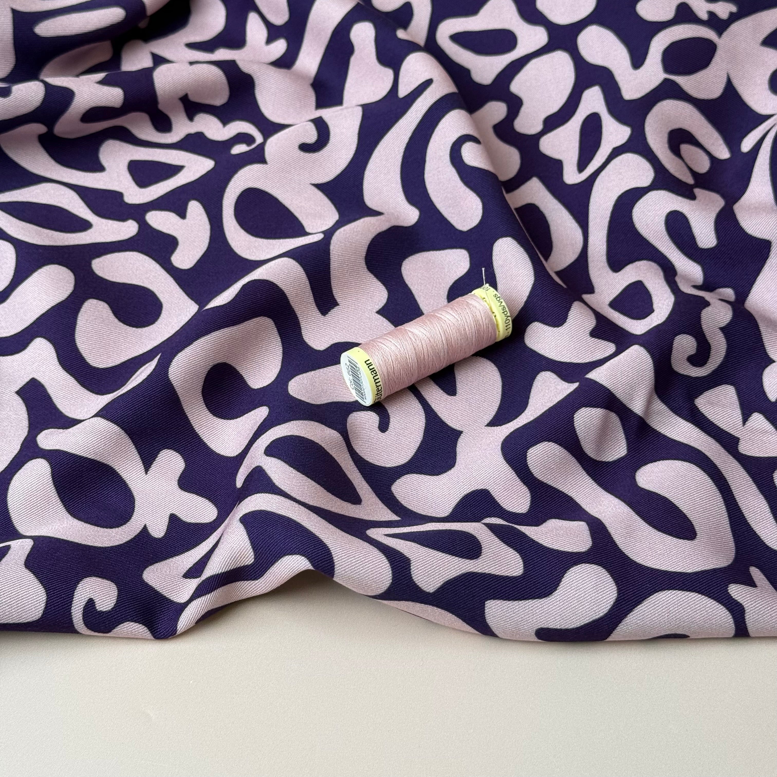 Light & Lush - Purple Swirls Viscose Twill Fabric
