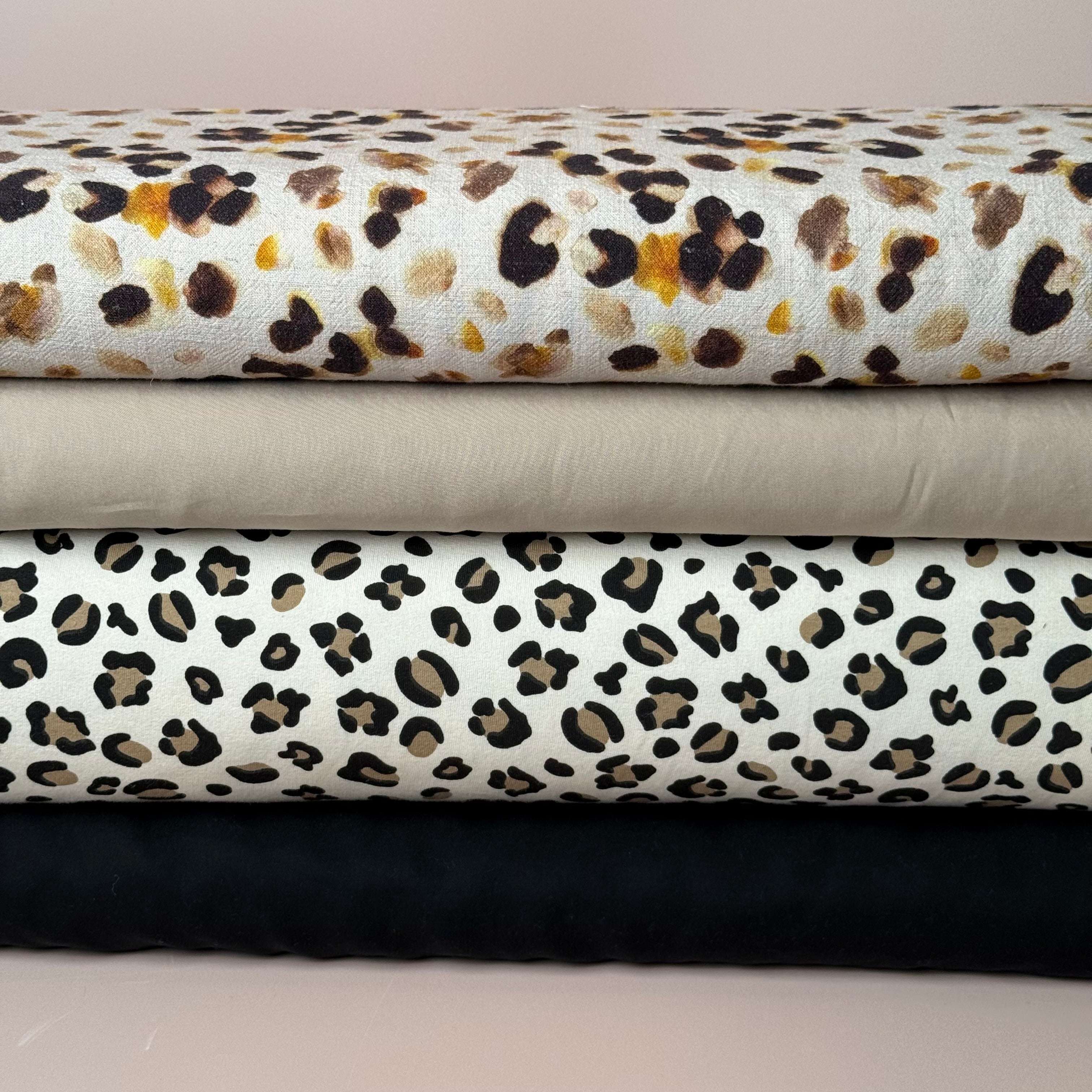 Abstract Animal Viscose Linen Crepe Fabric