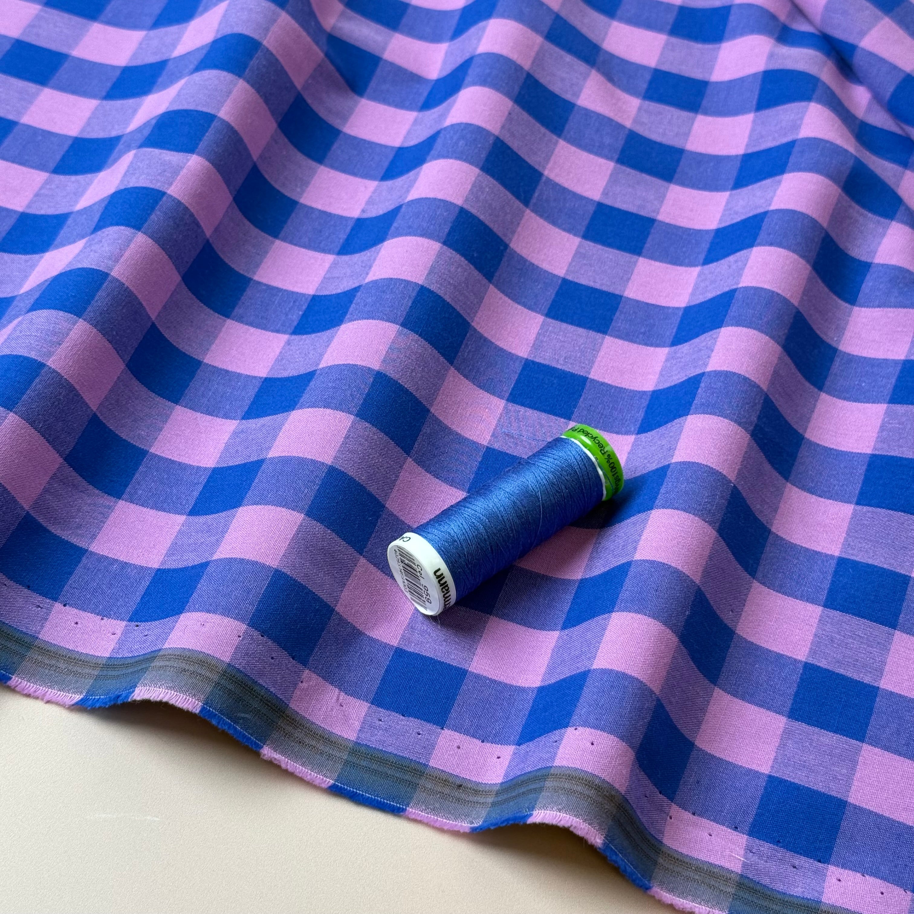 Yarn Dyed French Mauve Gingham Cotton Fabric