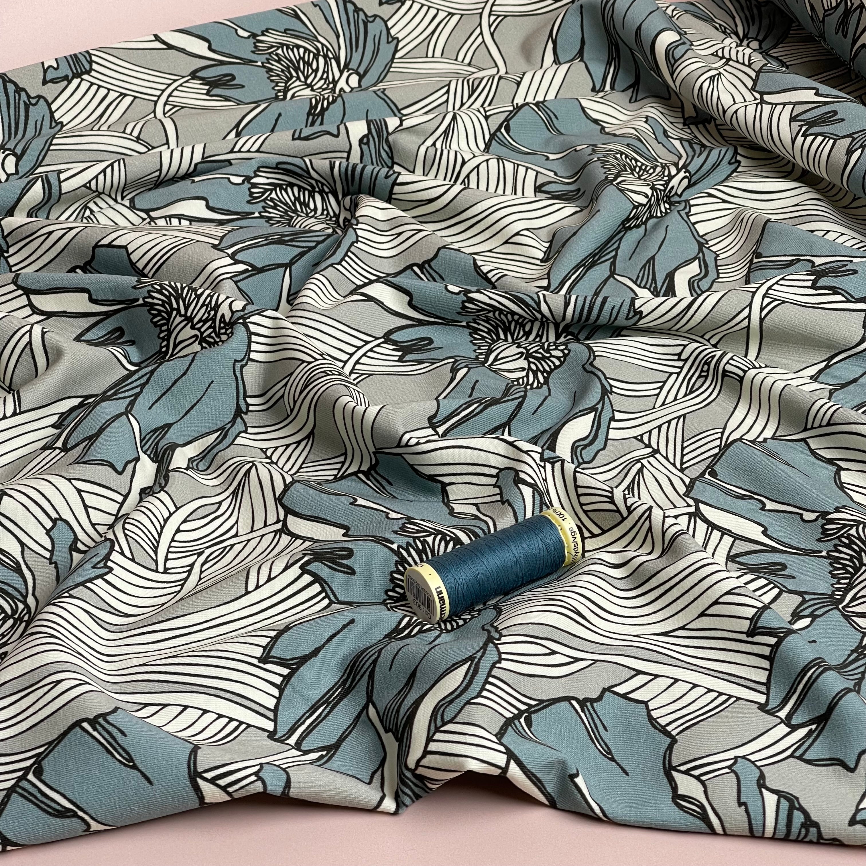 Danish Design - Bold Linear Flower Cotton Jersey
